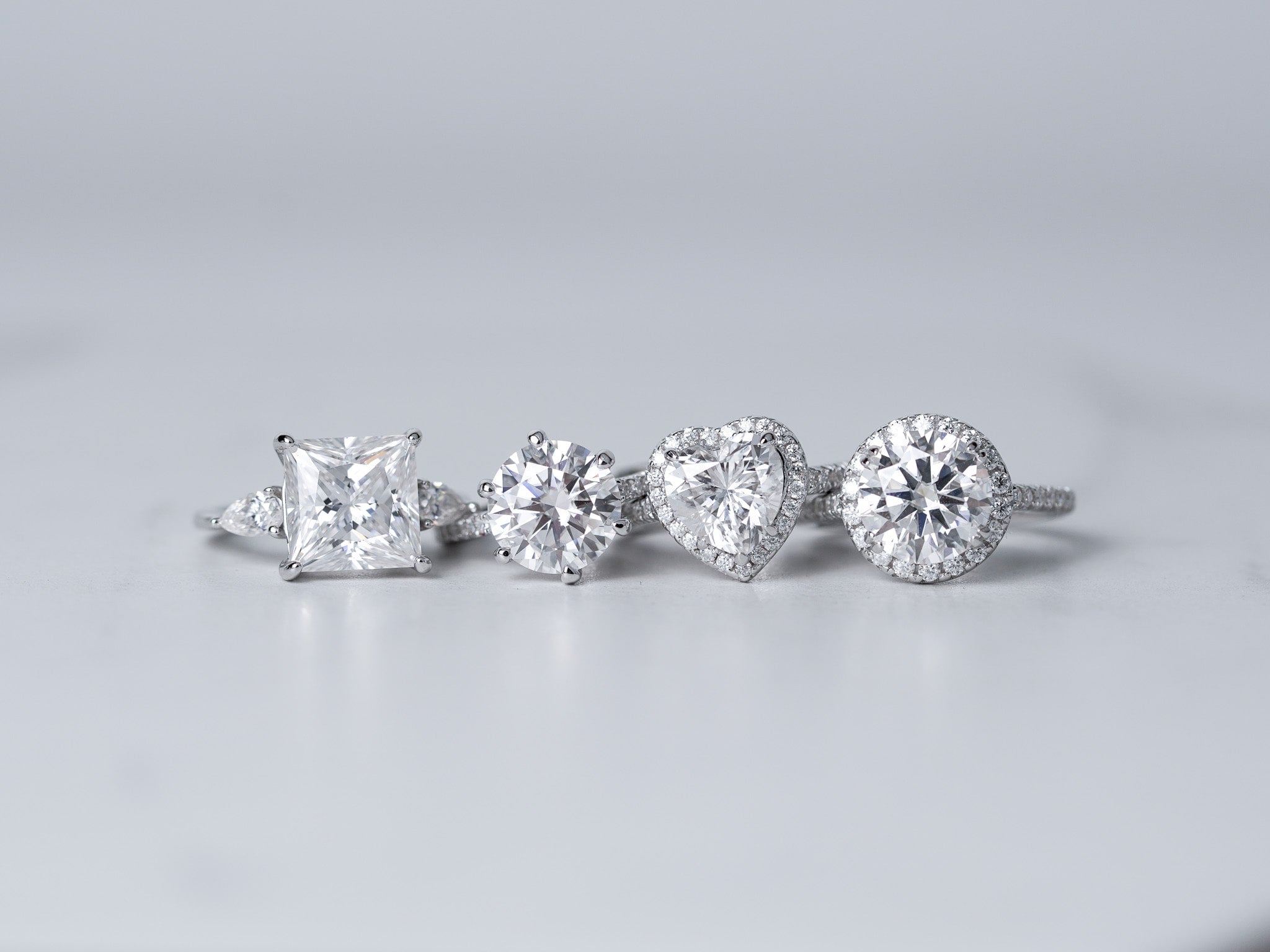 Heart Halo Engagement Ring - Moissanite