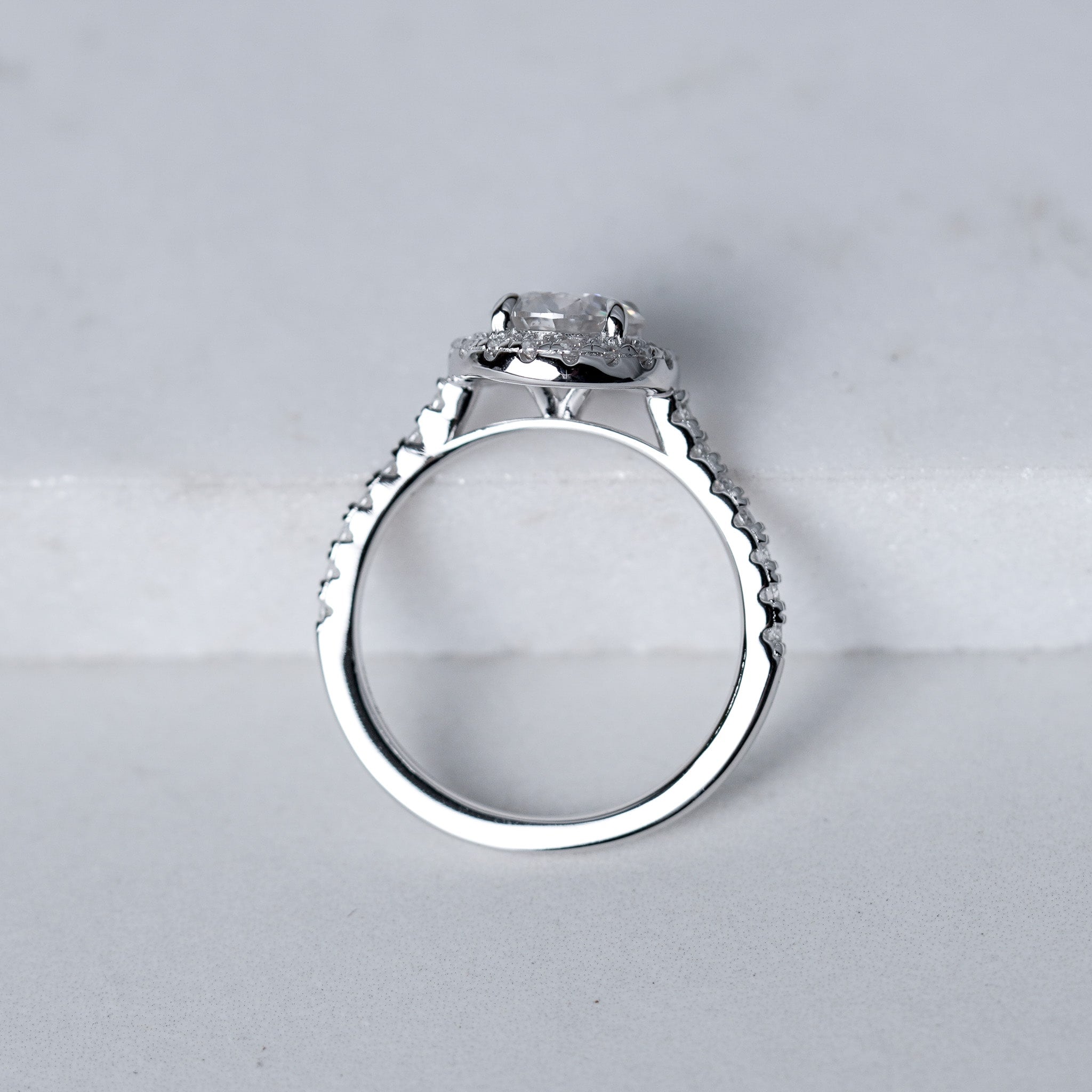 Round Halo Engagement Ring - Moissanite