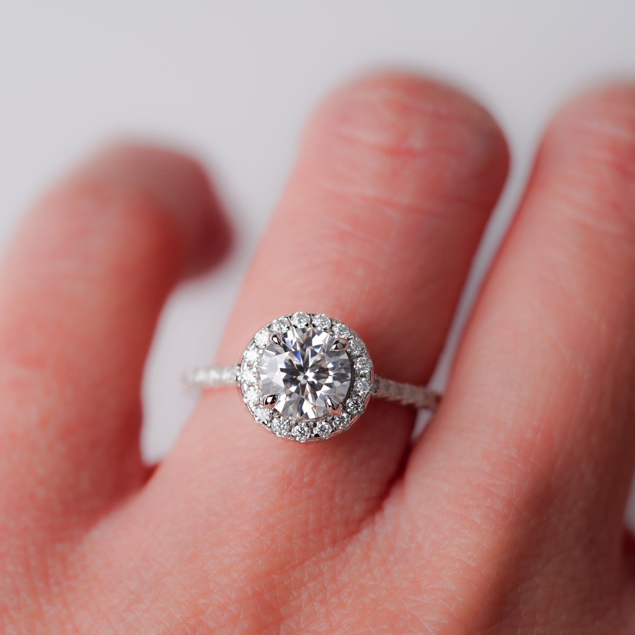 Round Halo Engagement Ring - Moissanite