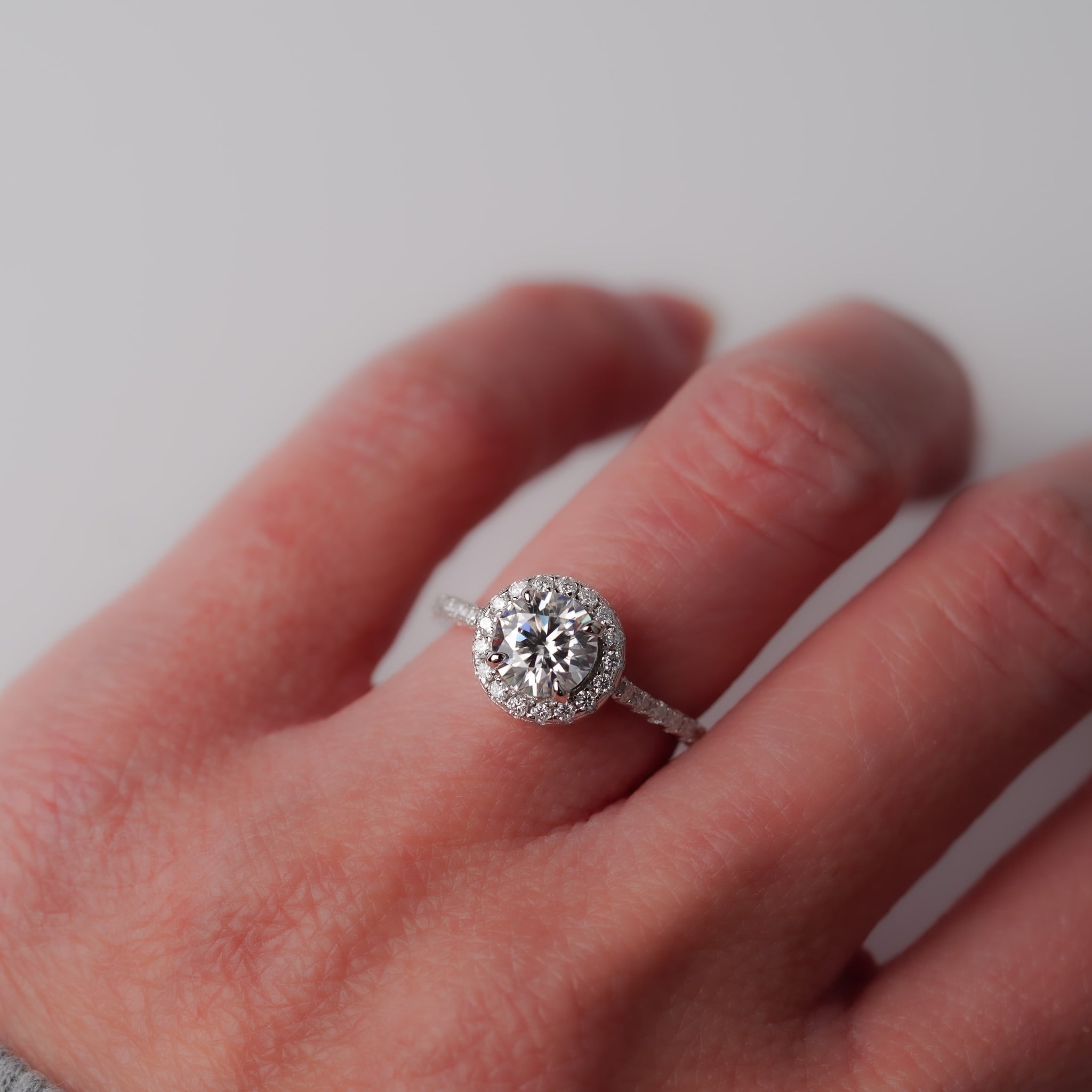 Round Halo Engagement Ring - Moissanite