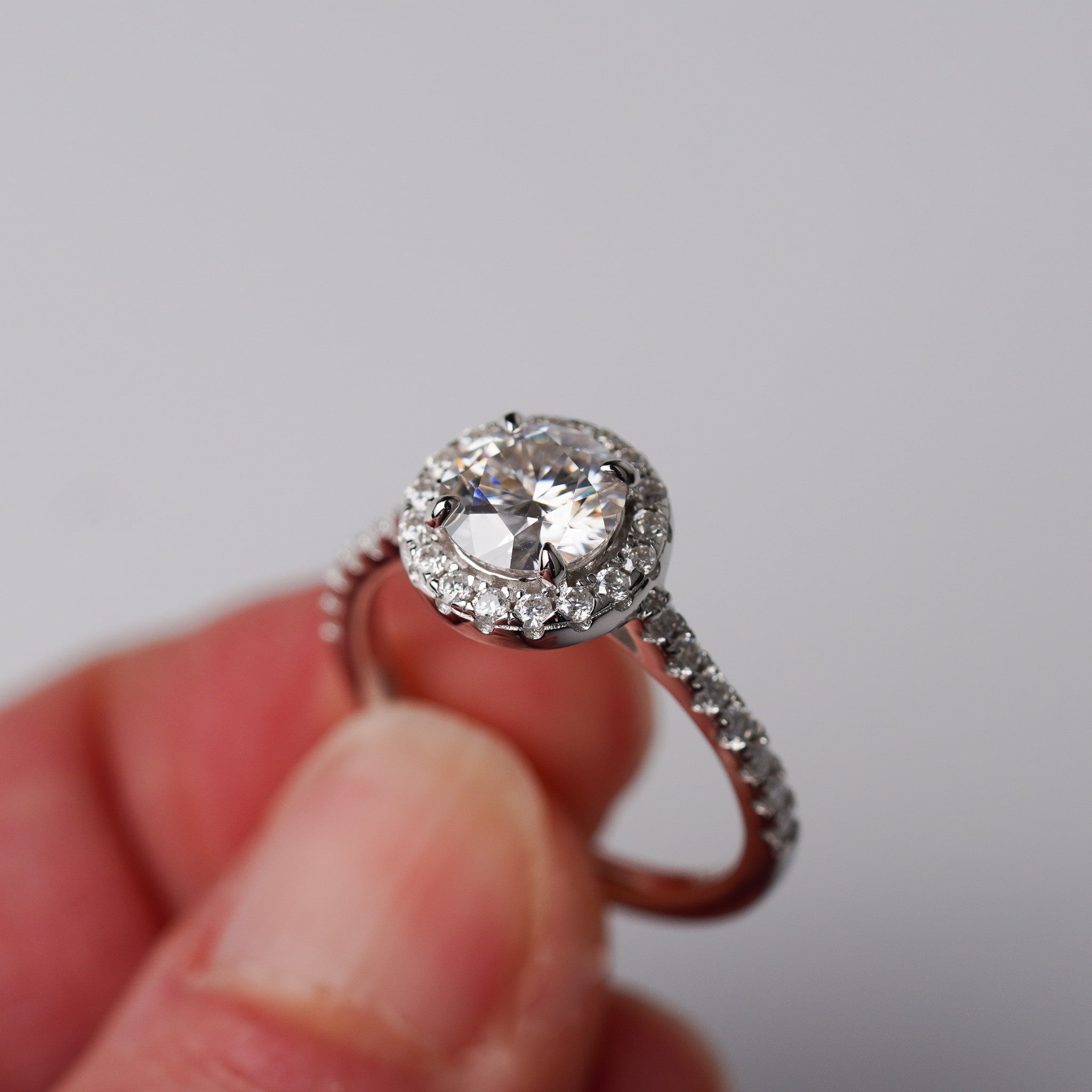 Round Halo Engagement Ring - Moissanite