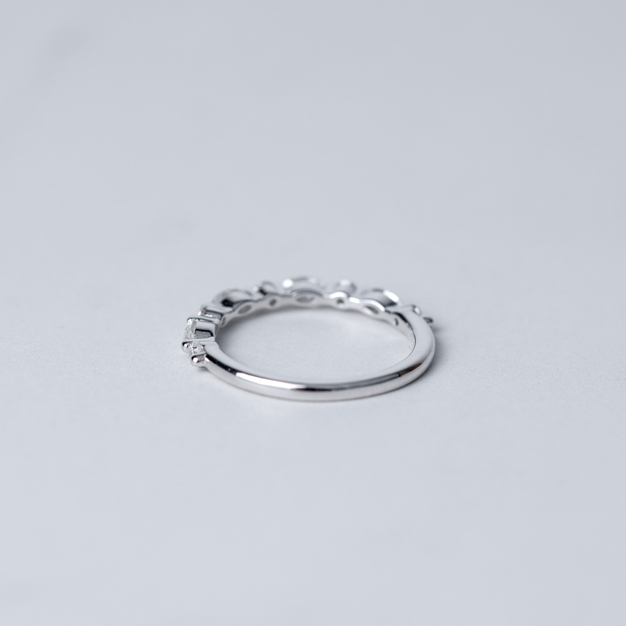 Marquise & Round Half Eternity Wedding Band - Moissanite
