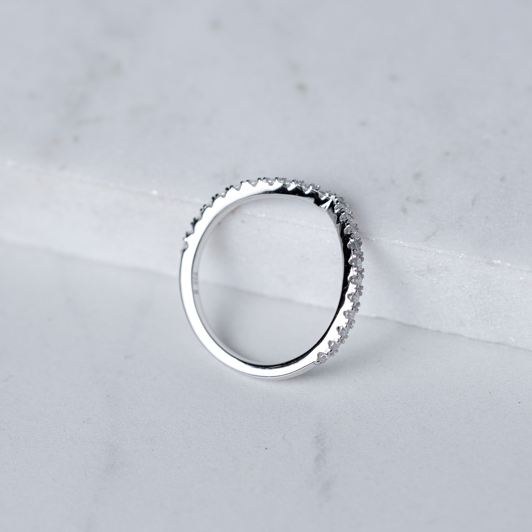 Heart Half Eternity Stacking Ring - Moissanite
