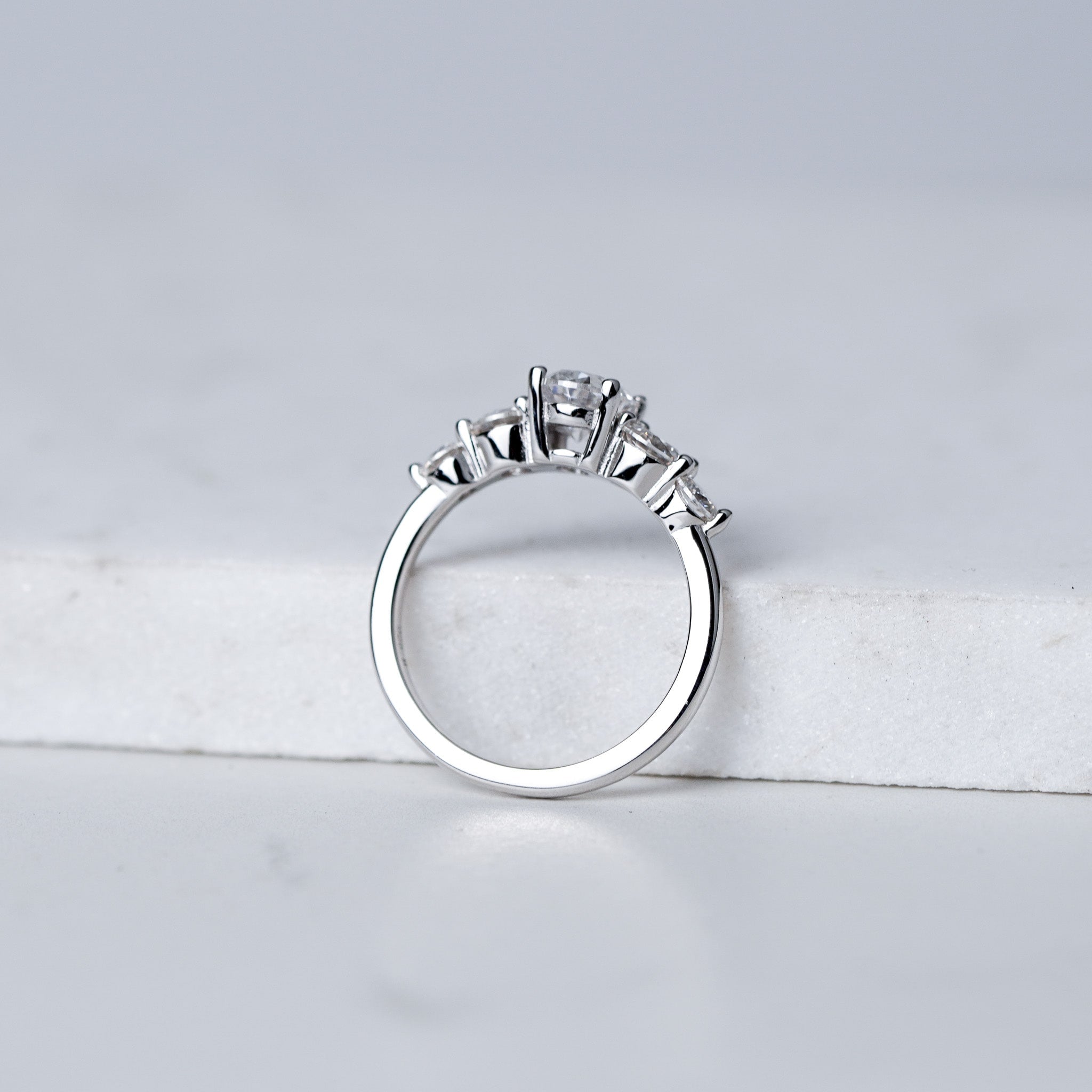 Oval Five Stone Ring - Moissanite