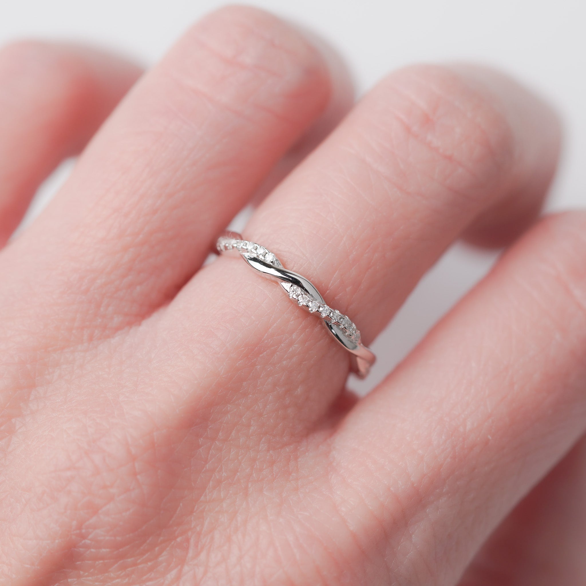 Twist Half Eternity Wedding Band - Moissanite