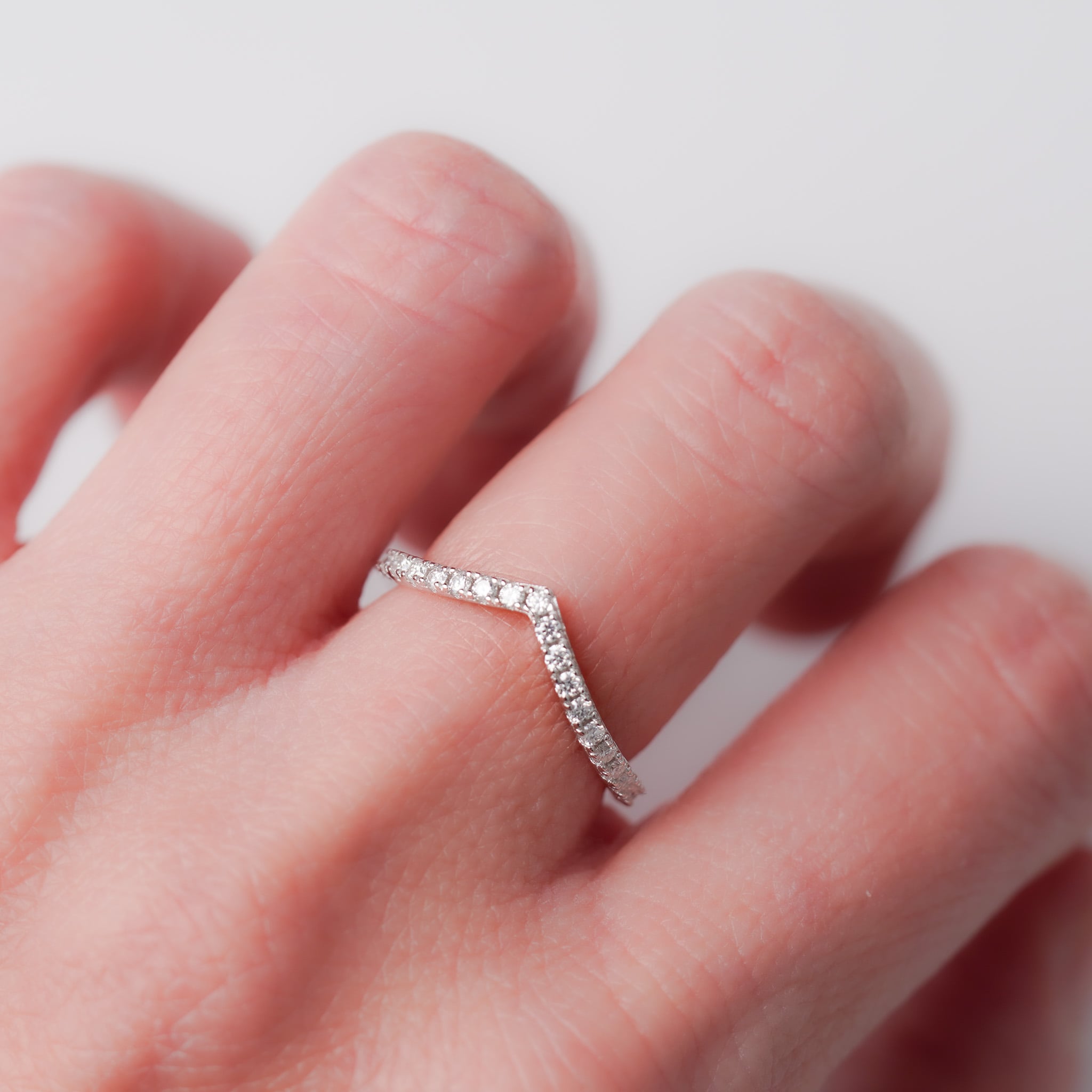 Heart Half Eternity Stacking Ring - Moissanite