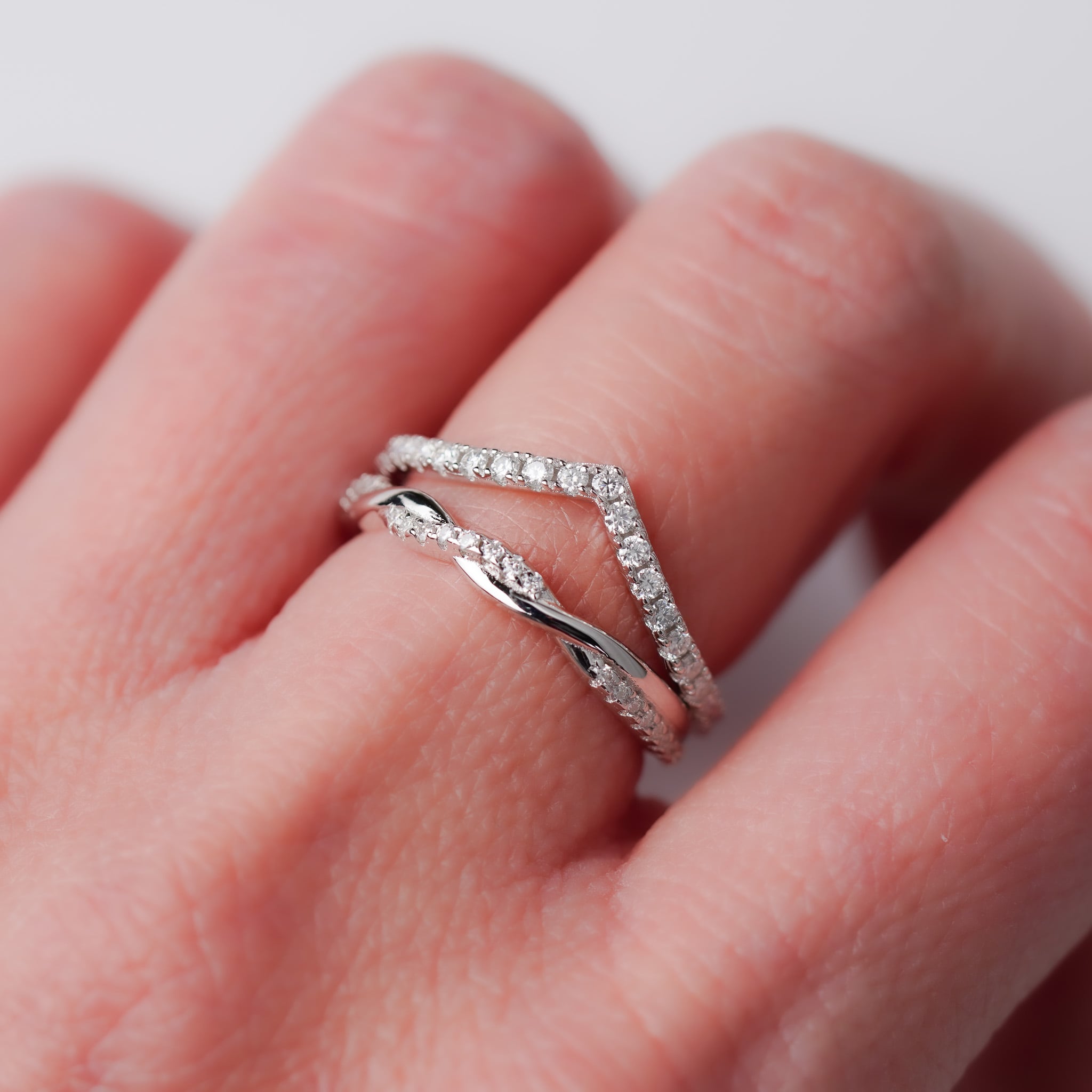 Twist Half Eternity Wedding Band - Moissanite
