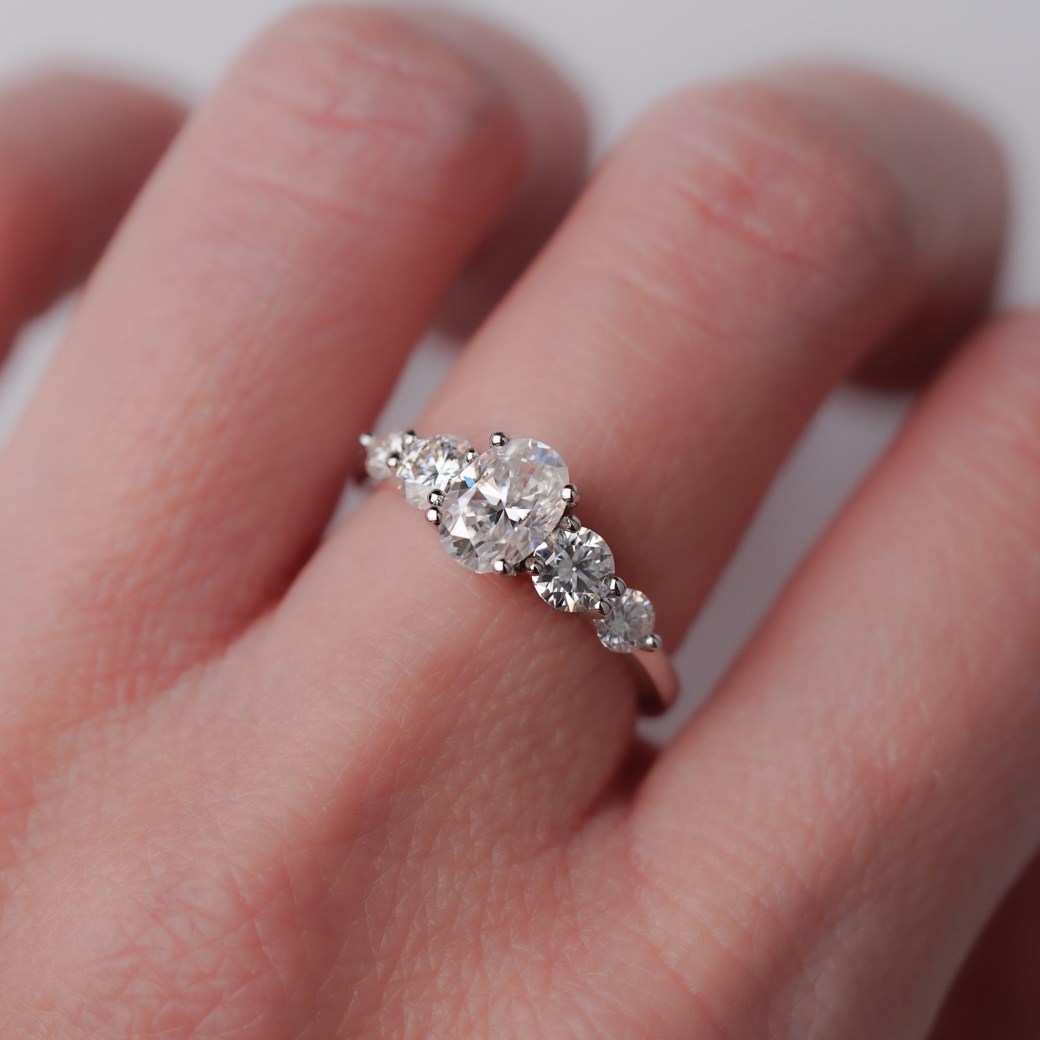 Oval Five Stone Ring - Moissanite