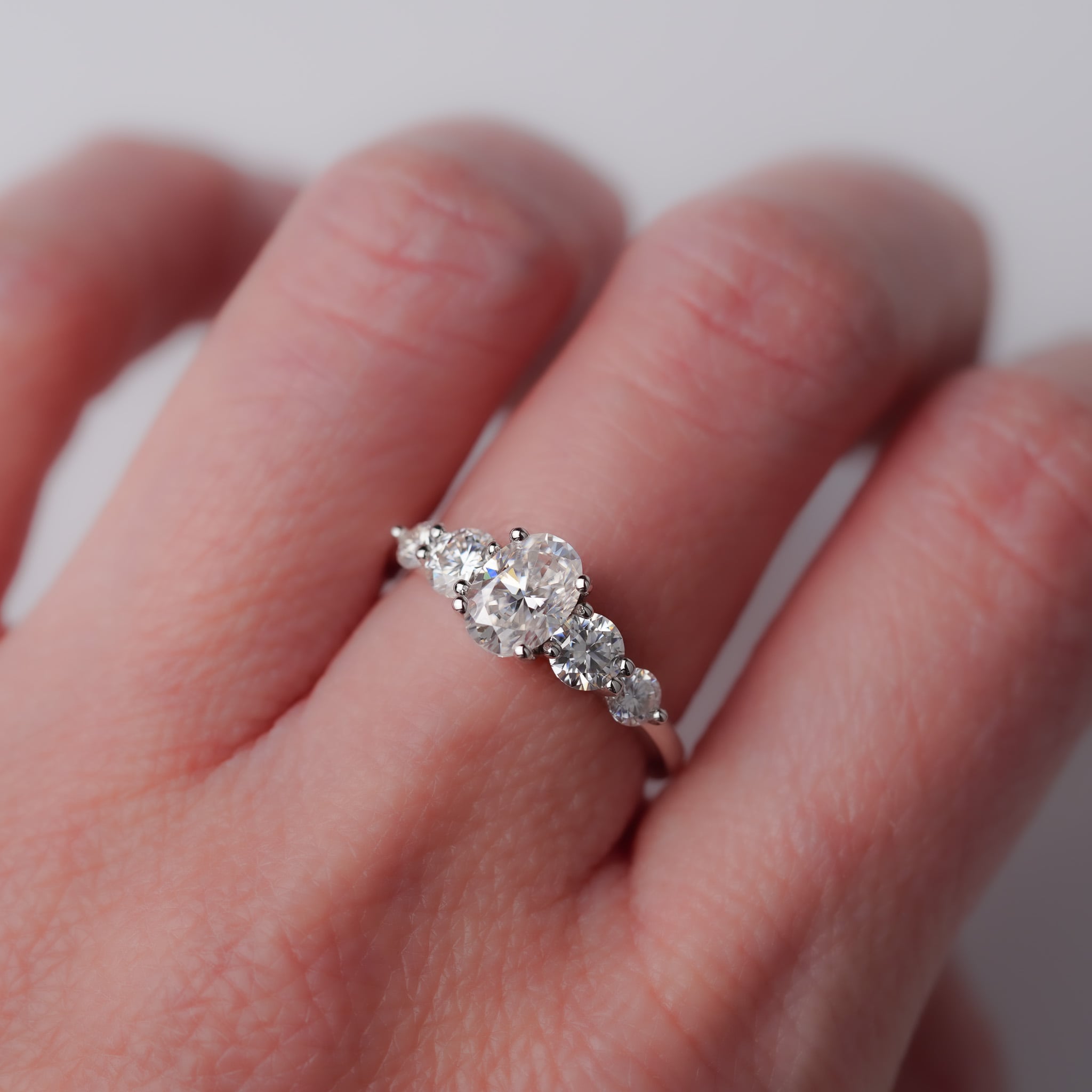Oval Five Stone Ring - Moissanite