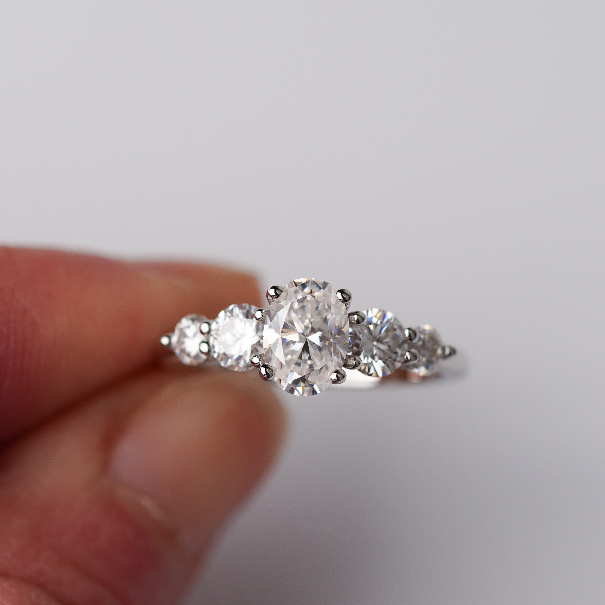 Oval Five Stone Ring - Moissanite
