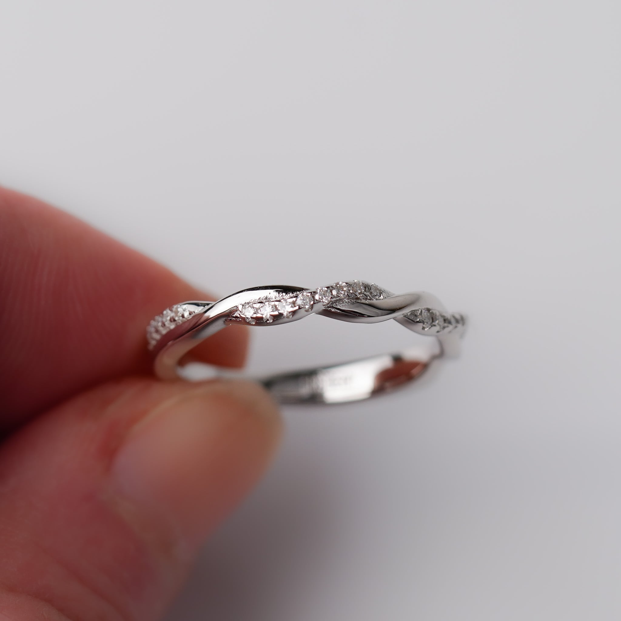 Twist Half Eternity Wedding Band - Moissanite