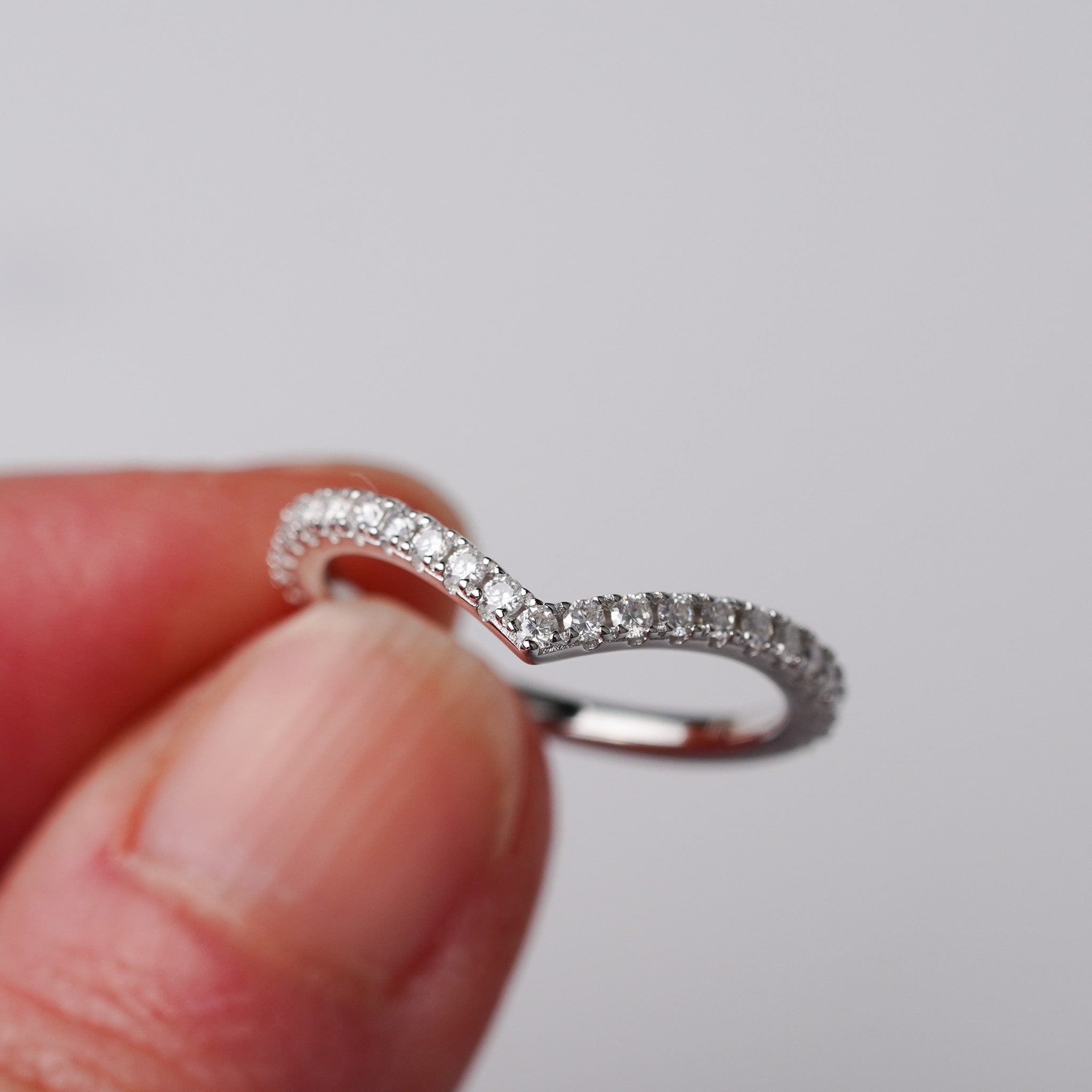 Heart Half Eternity Stacking Ring - Moissanite
