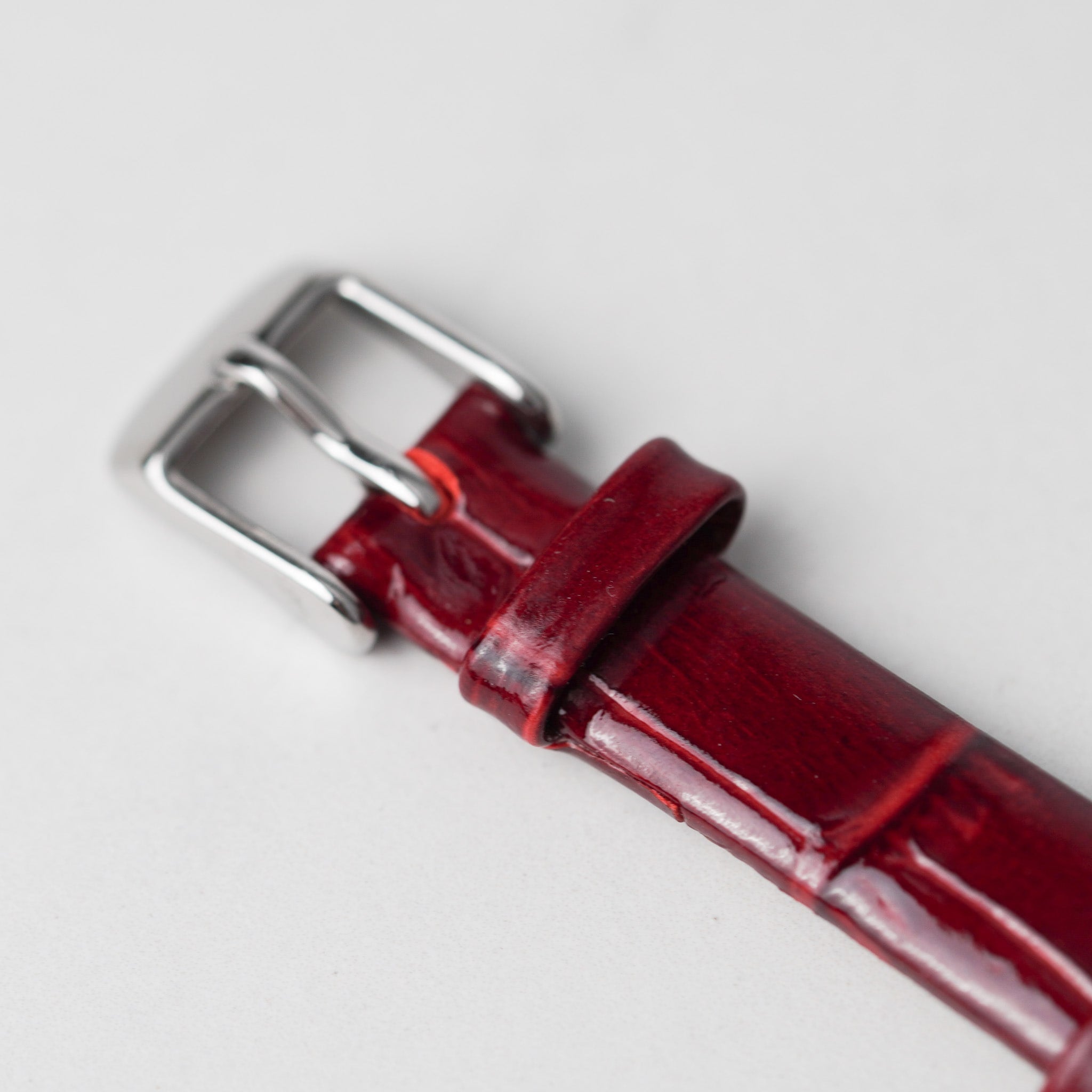 Moissanite Diamond Watch With Silver Case - Red Leather