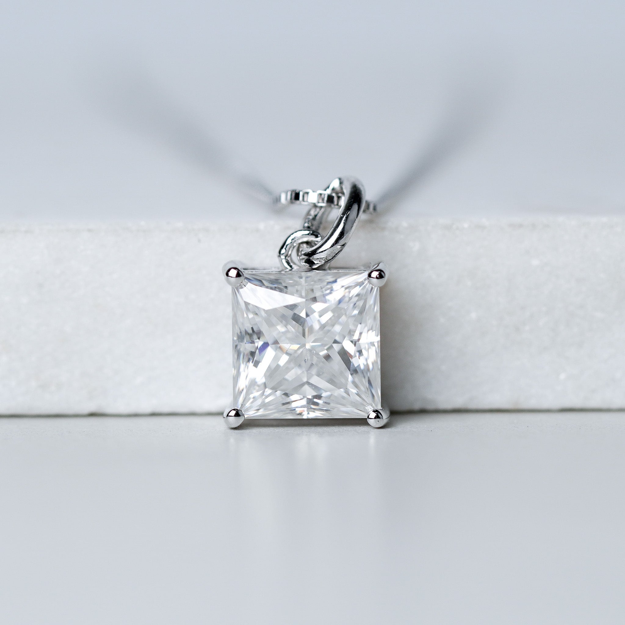 Princess Cut Moissanite Solitaire Pendant Necklace