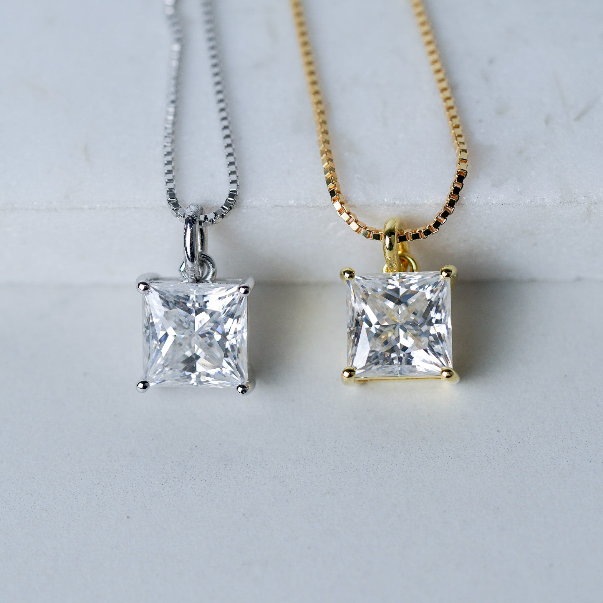 Princess Cut Moissanite Solitaire Pendant Necklace