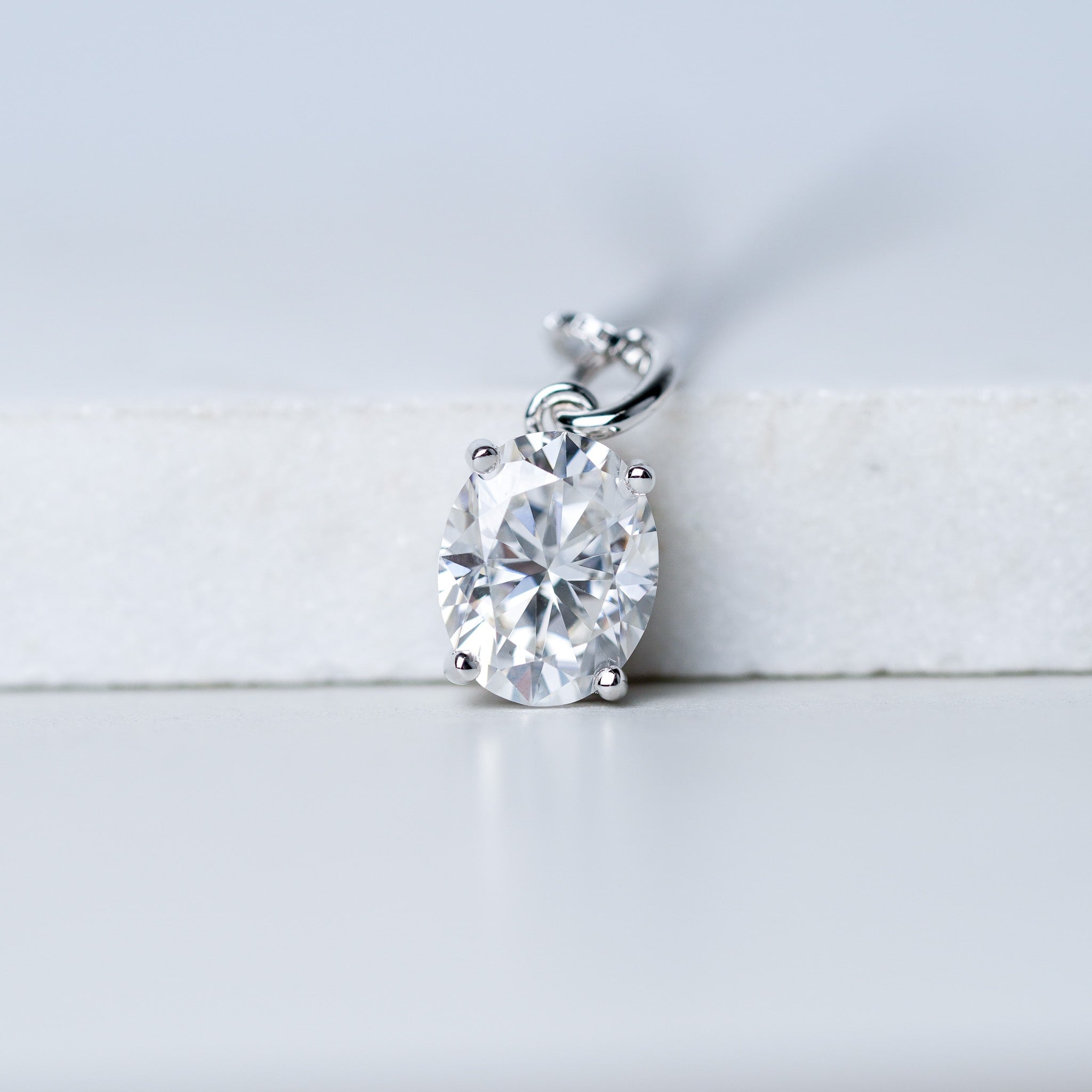 Oval Cut Moissanite Solitaire Pendant Necklace