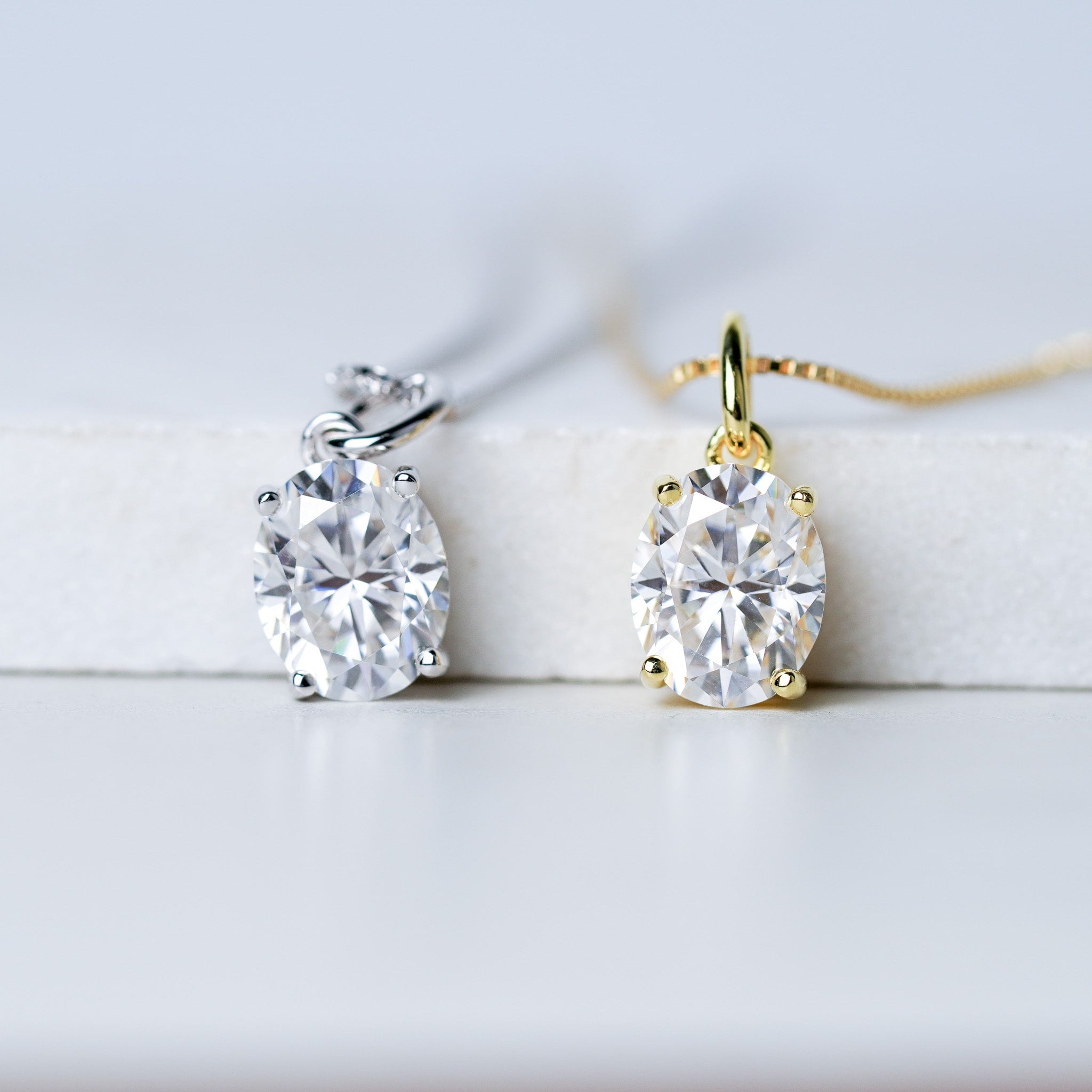 Oval Cut Moissanite Solitaire Pendant Necklace
