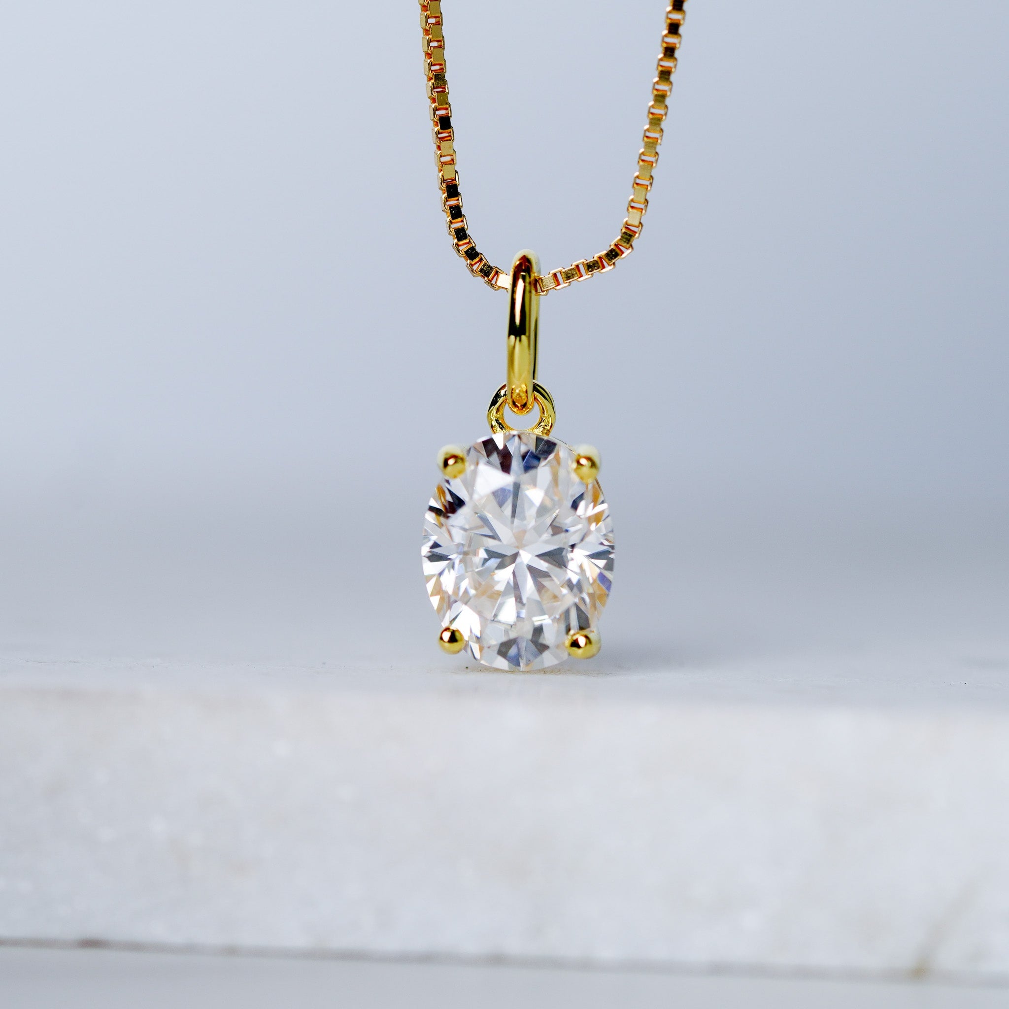 Oval Cut Moissanite Solitaire Pendant Necklace