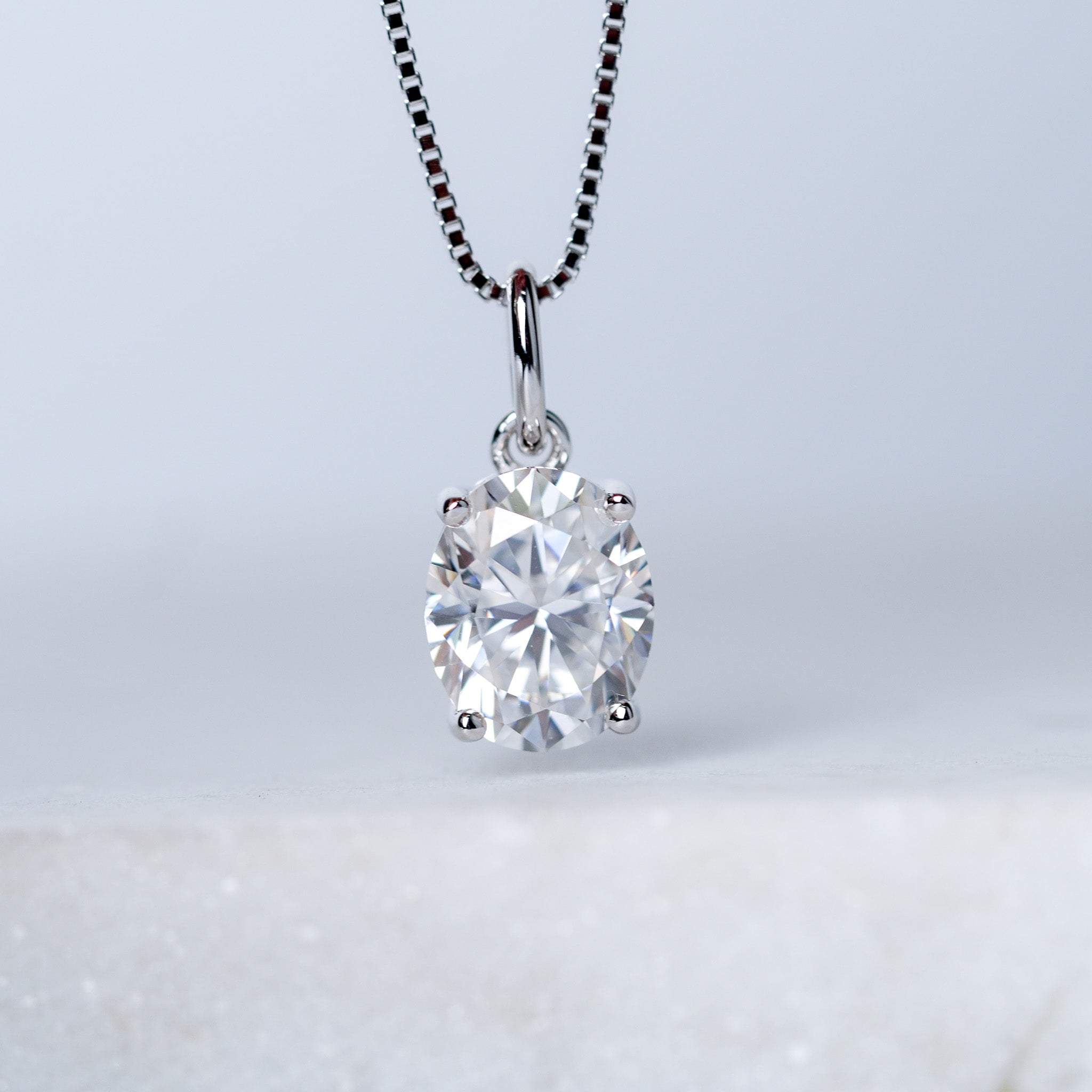 Oval Cut Moissanite Solitaire Pendant Necklace