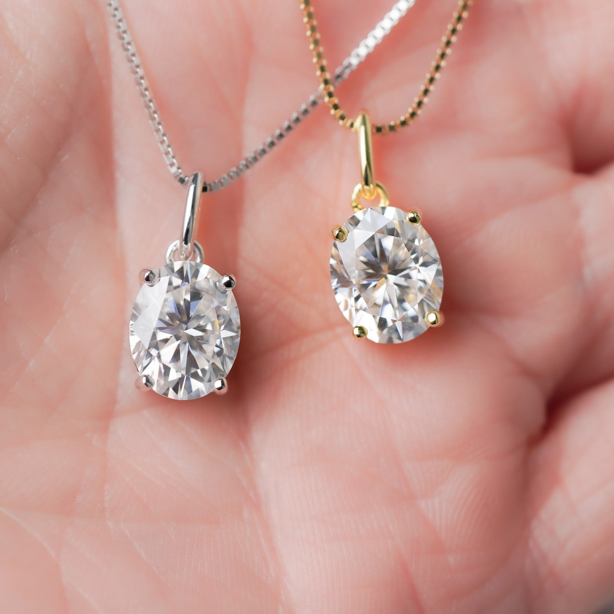 Oval Earrings & Necklace Gift Set - Moissanite - 3 Products