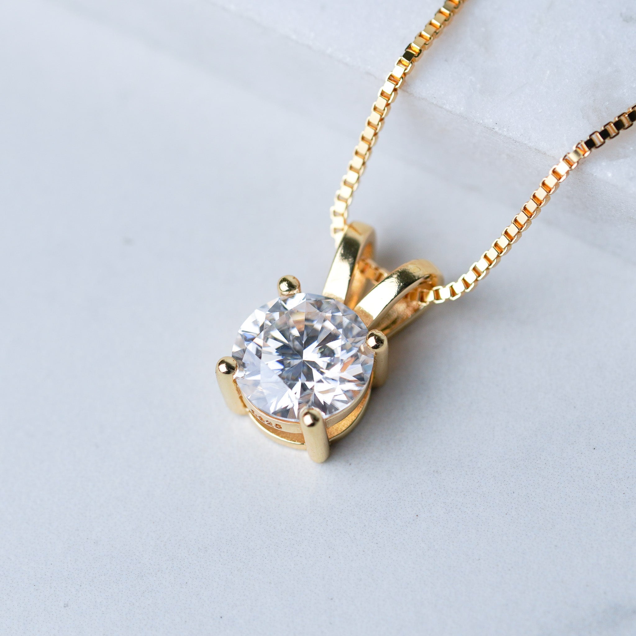 Round Solitaire Necklace - Moissanite