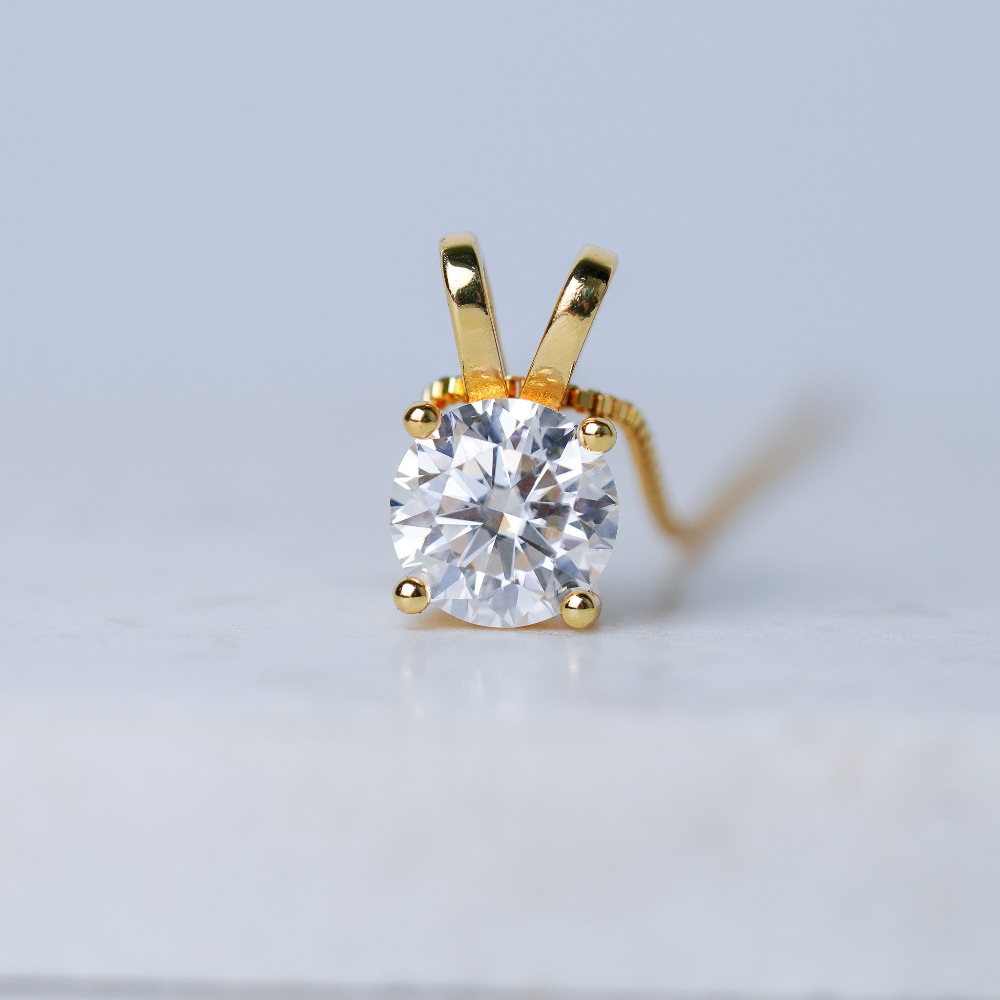 Round Solitaire Necklace - Moissanite