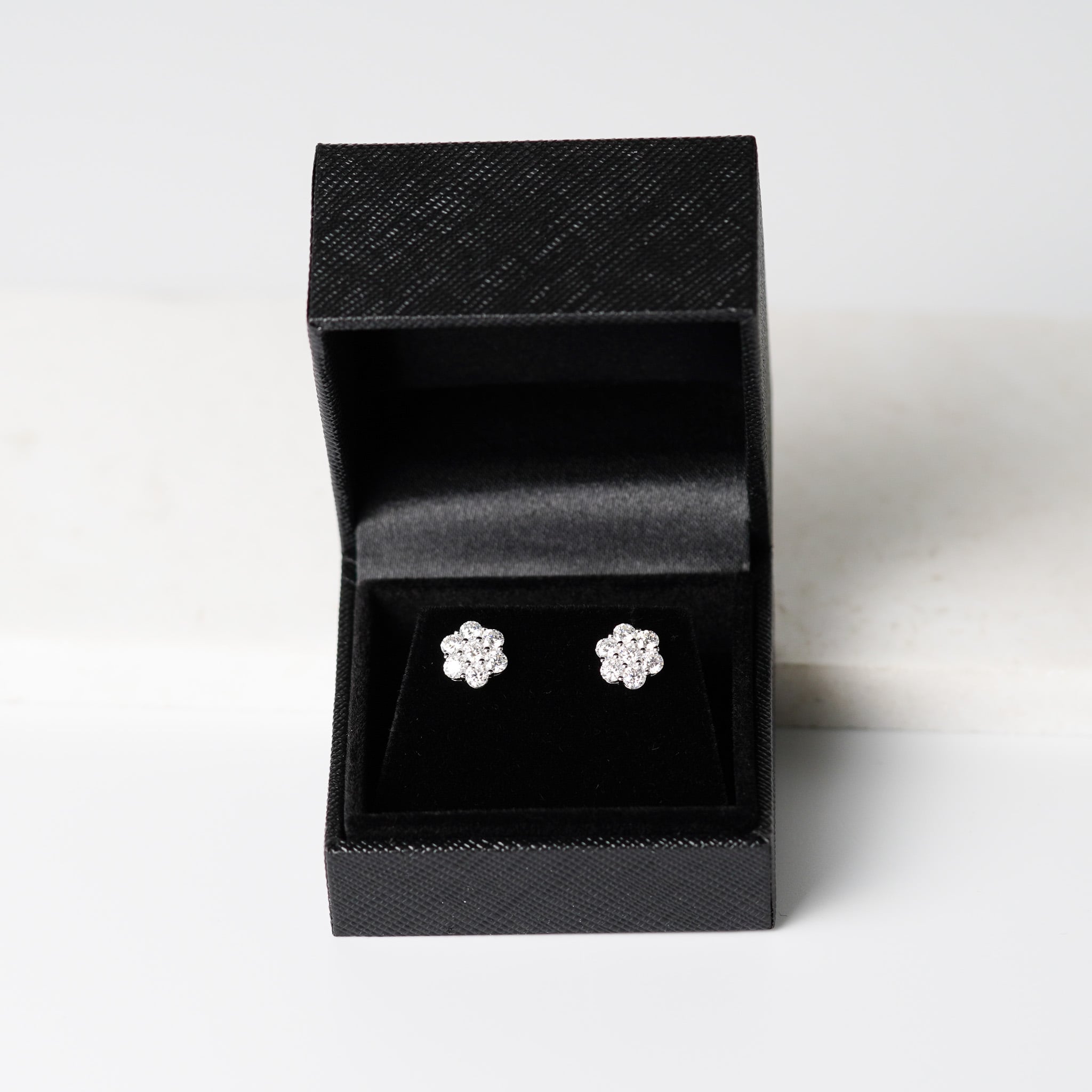 Flower Cluster Stud Earrings - Moissanite