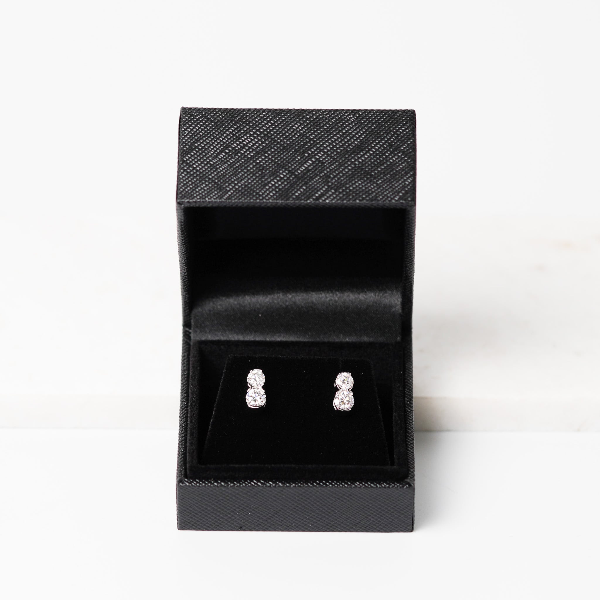 Two-Stone Fixed Drop Earrings in Sterling Silver – Moissanite