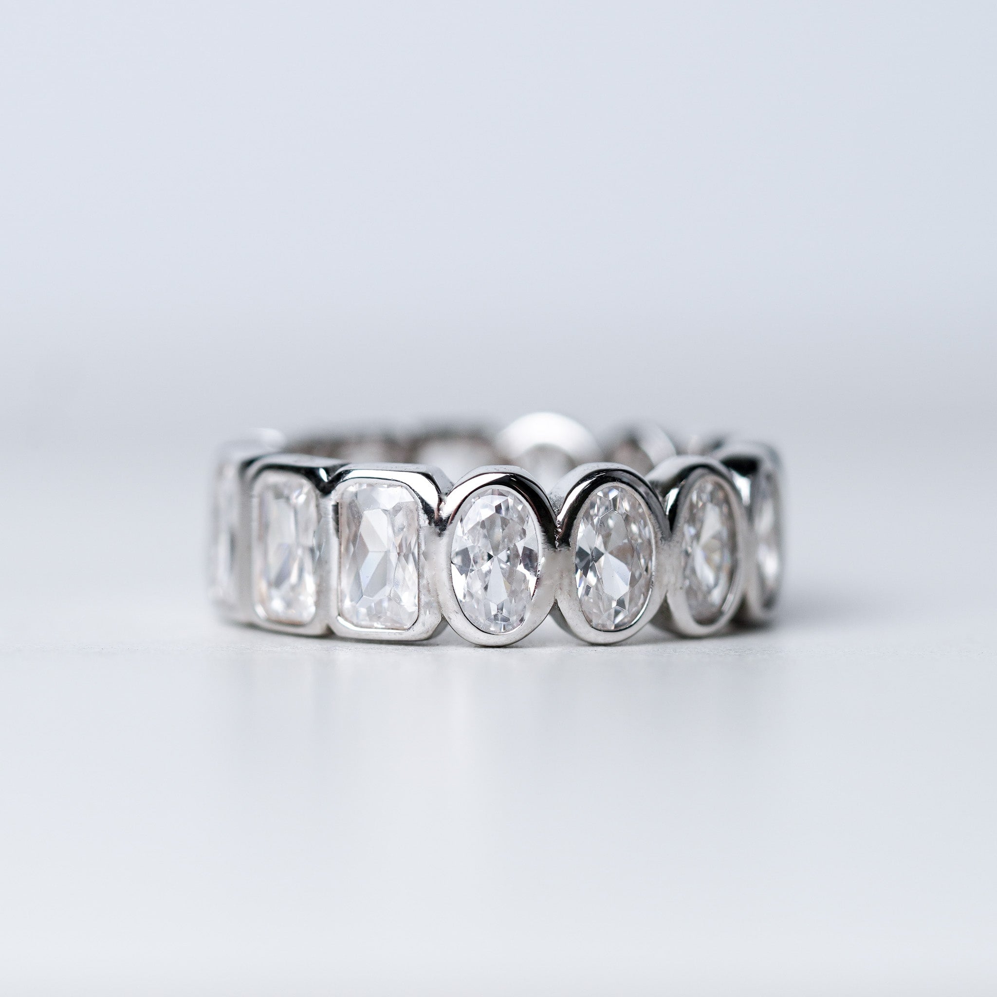 Oval & Rectangle Wedding Band - Simulated Diamond