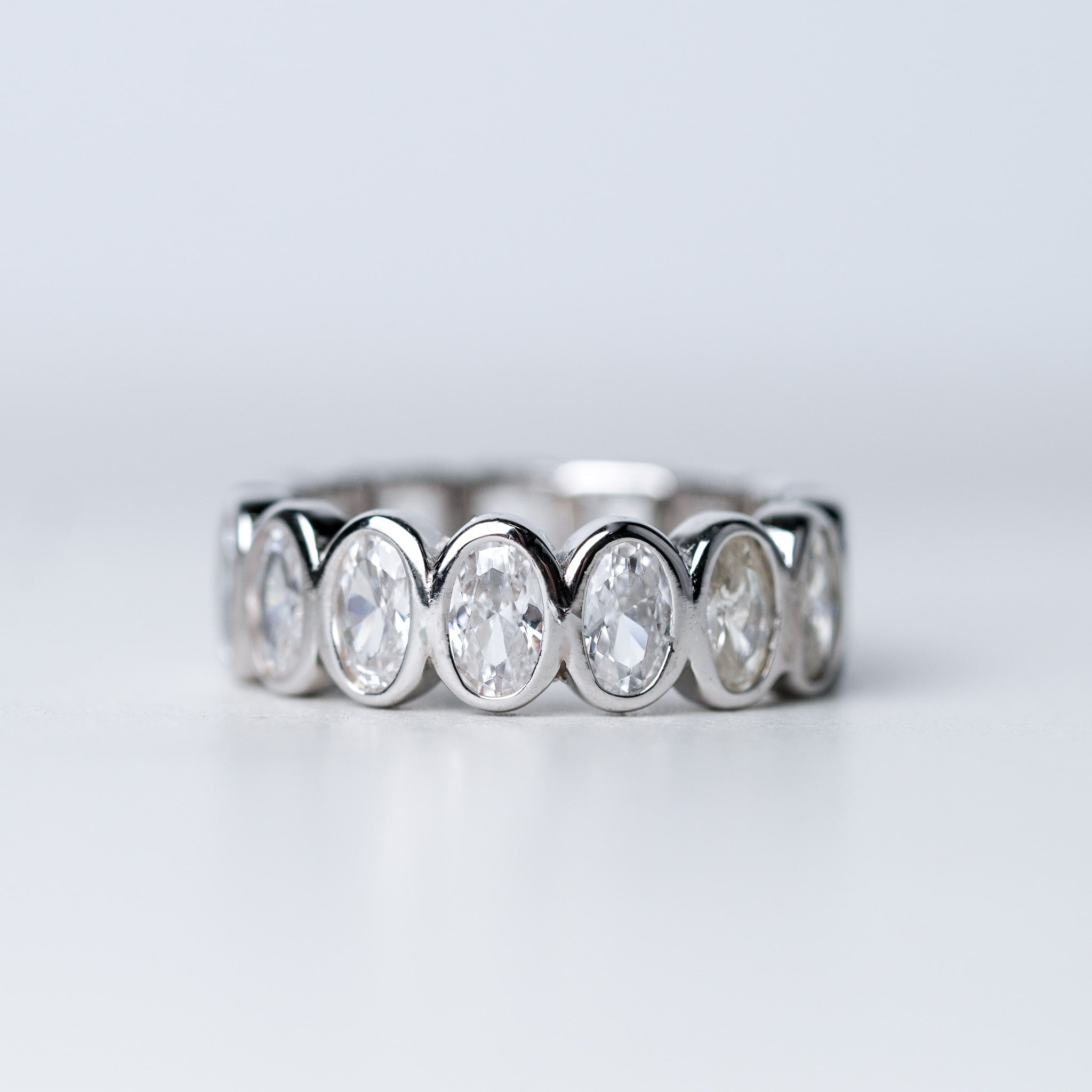 Oval & Rectangle Wedding Band - Simulated Diamond