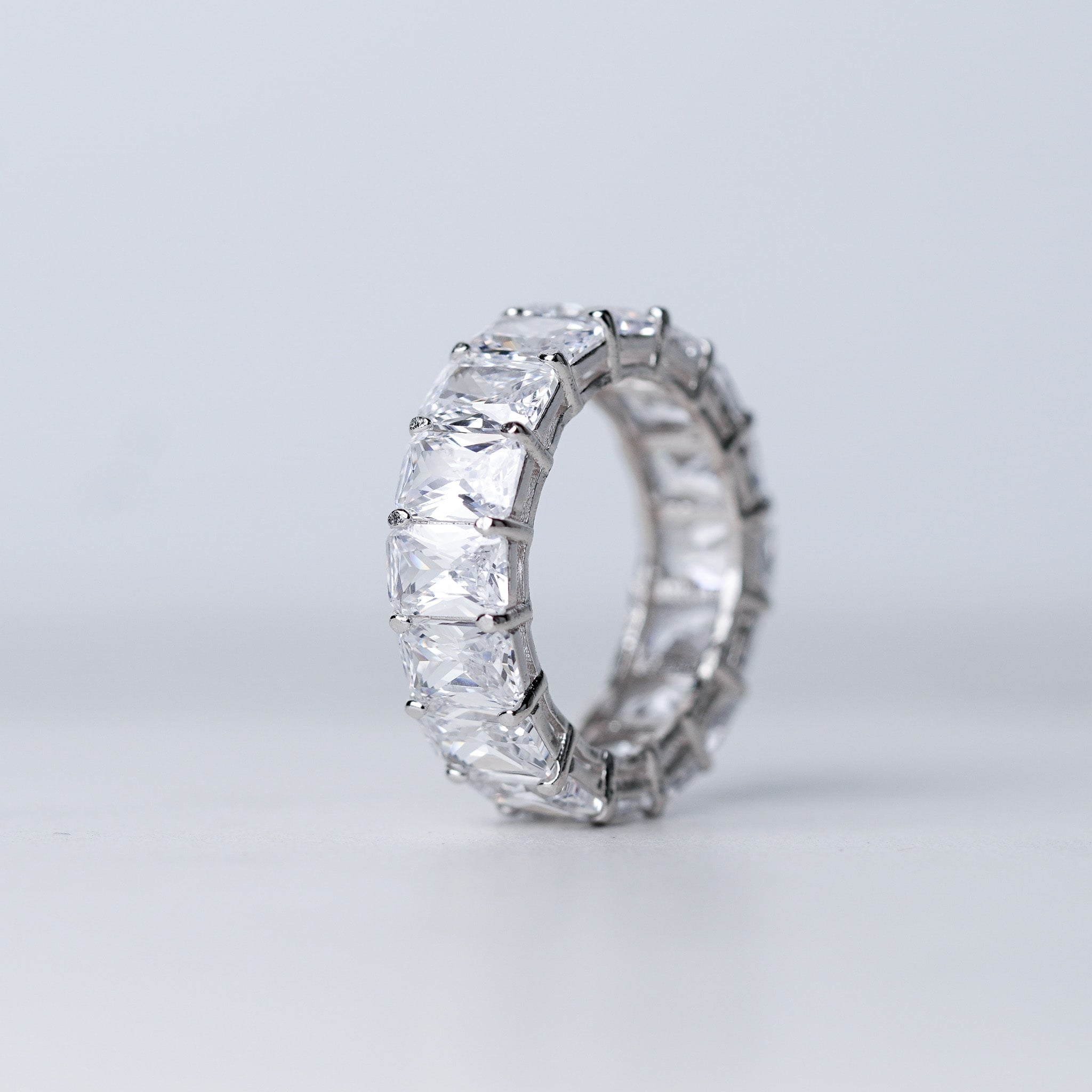 Rectangle Wedding Band - Simulated Diamond