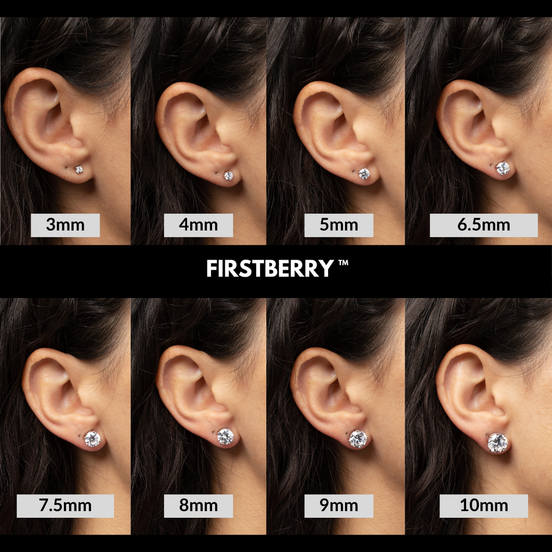 Round Solitaire Stud Earrings - 6 Prongs - Moissanite