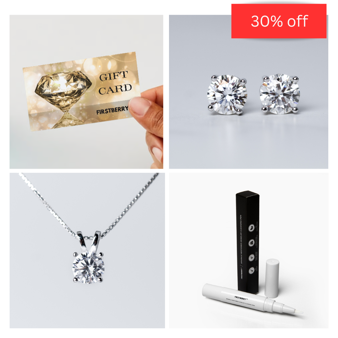 Round Earrings & Necklace Gift Set - Moissanite - 4 Products