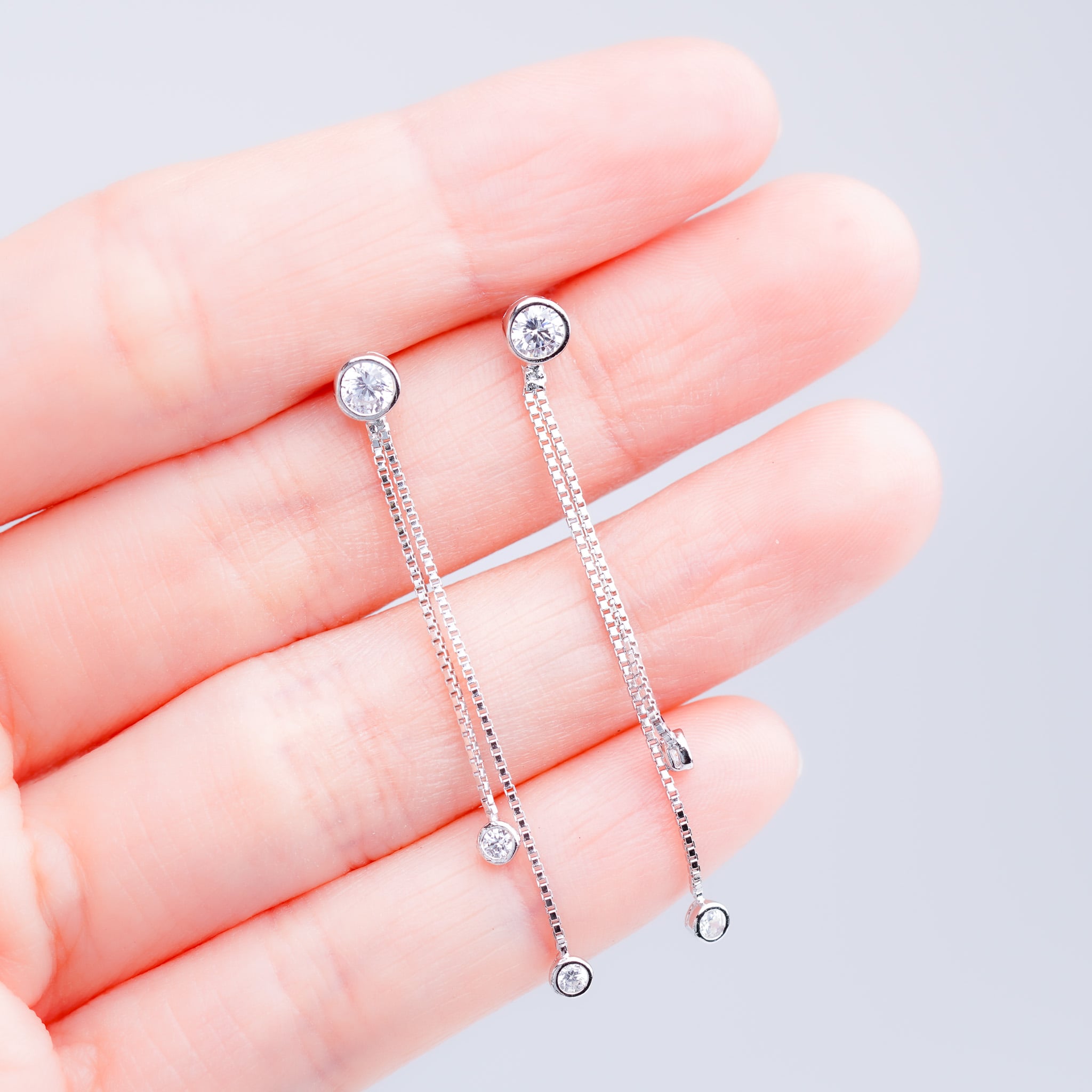 Dangle Simulated Diamond Earrings, Single Stone