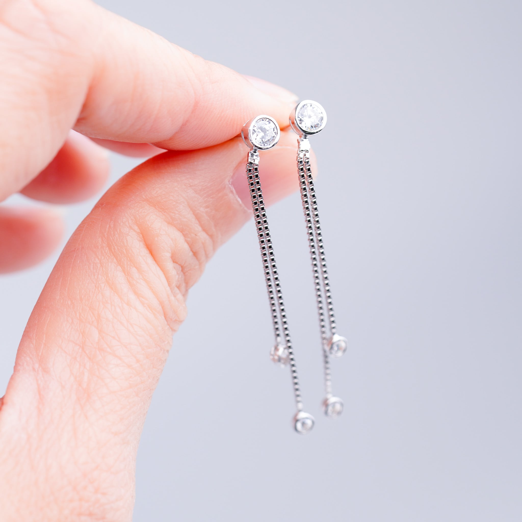 Dangle Simulated Diamond Earrings, Single Stone