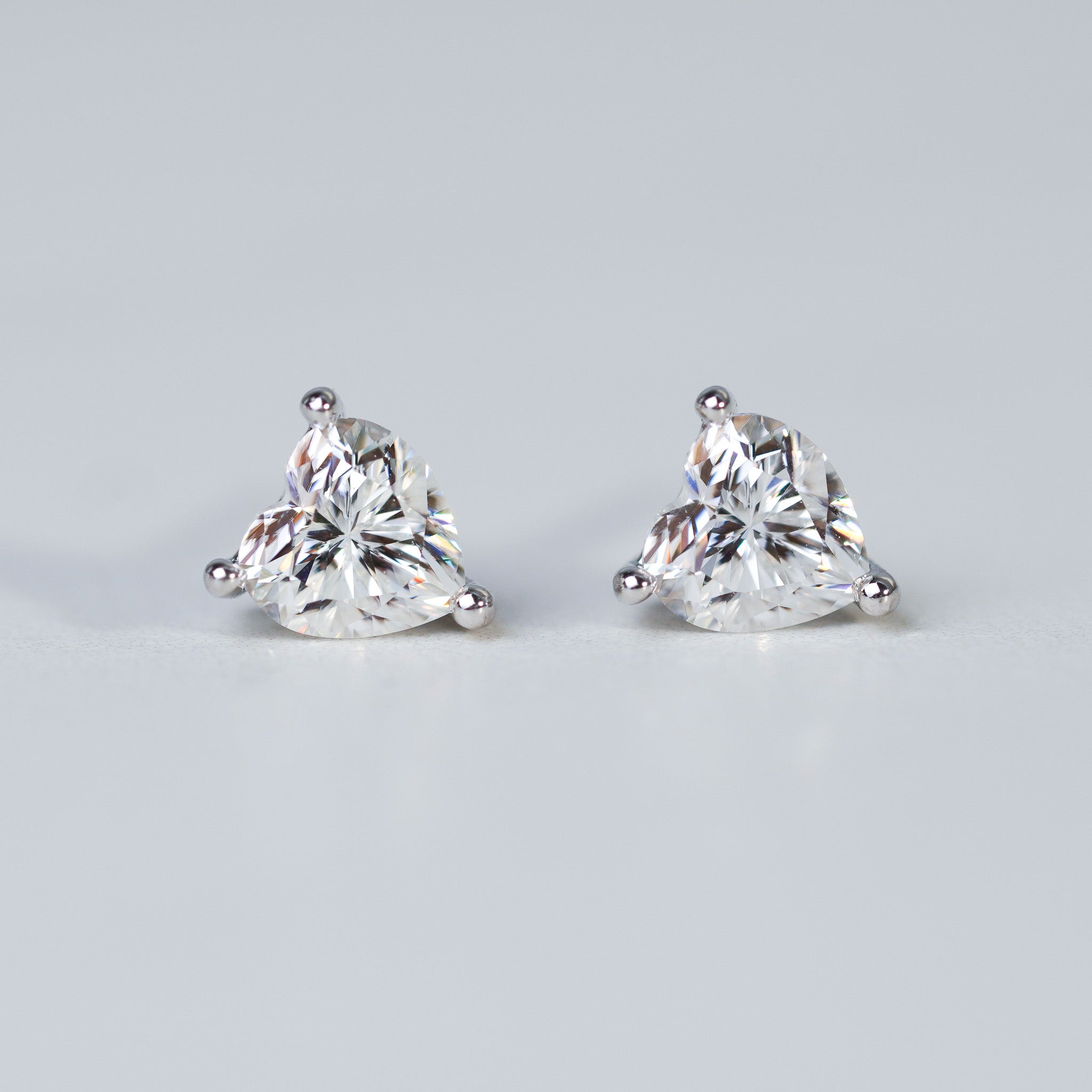Moissanite Heart Solitaire Stud Earrings