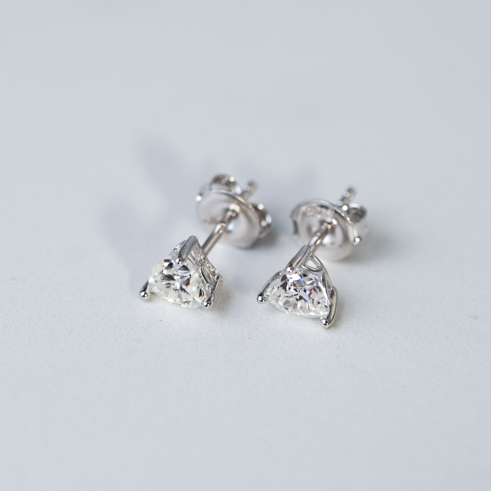 Moissanite Heart Solitaire Stud Earrings
