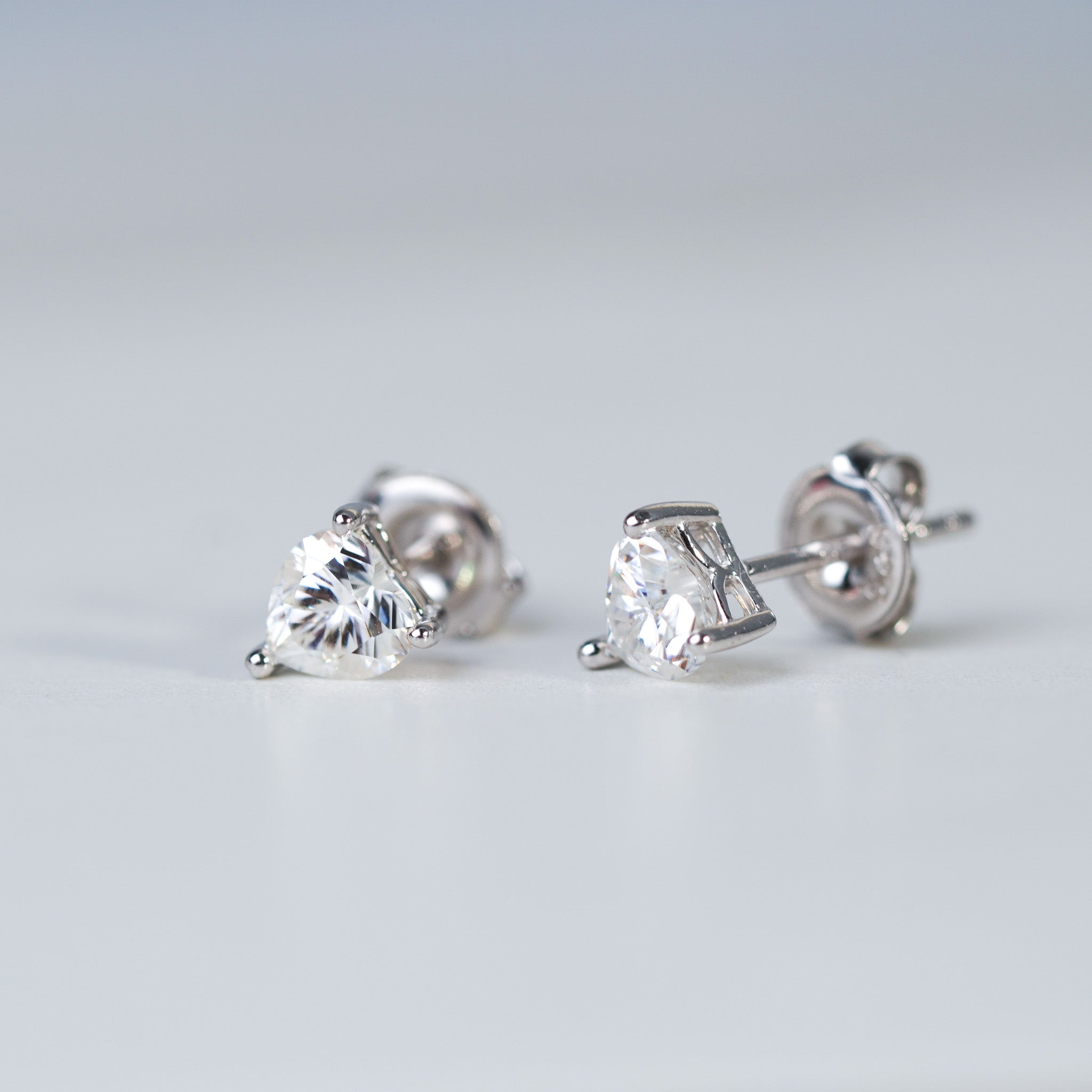 Moissanite Heart Solitaire Stud Earrings