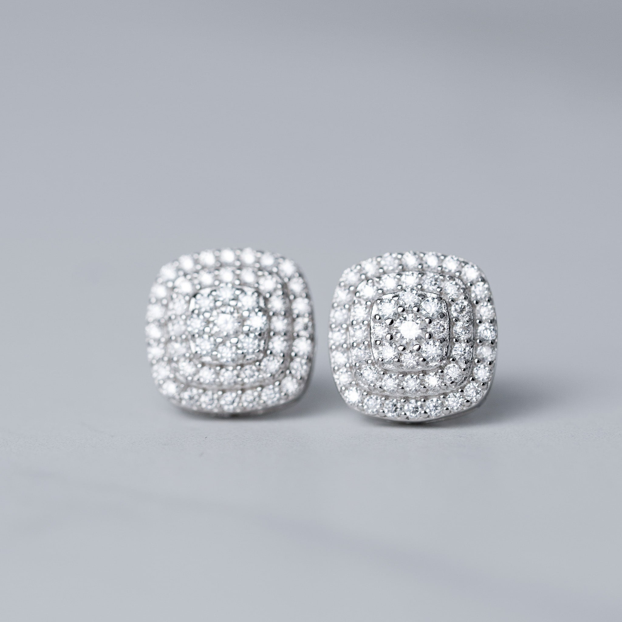 Moissanite Square Earrings-Screw Back