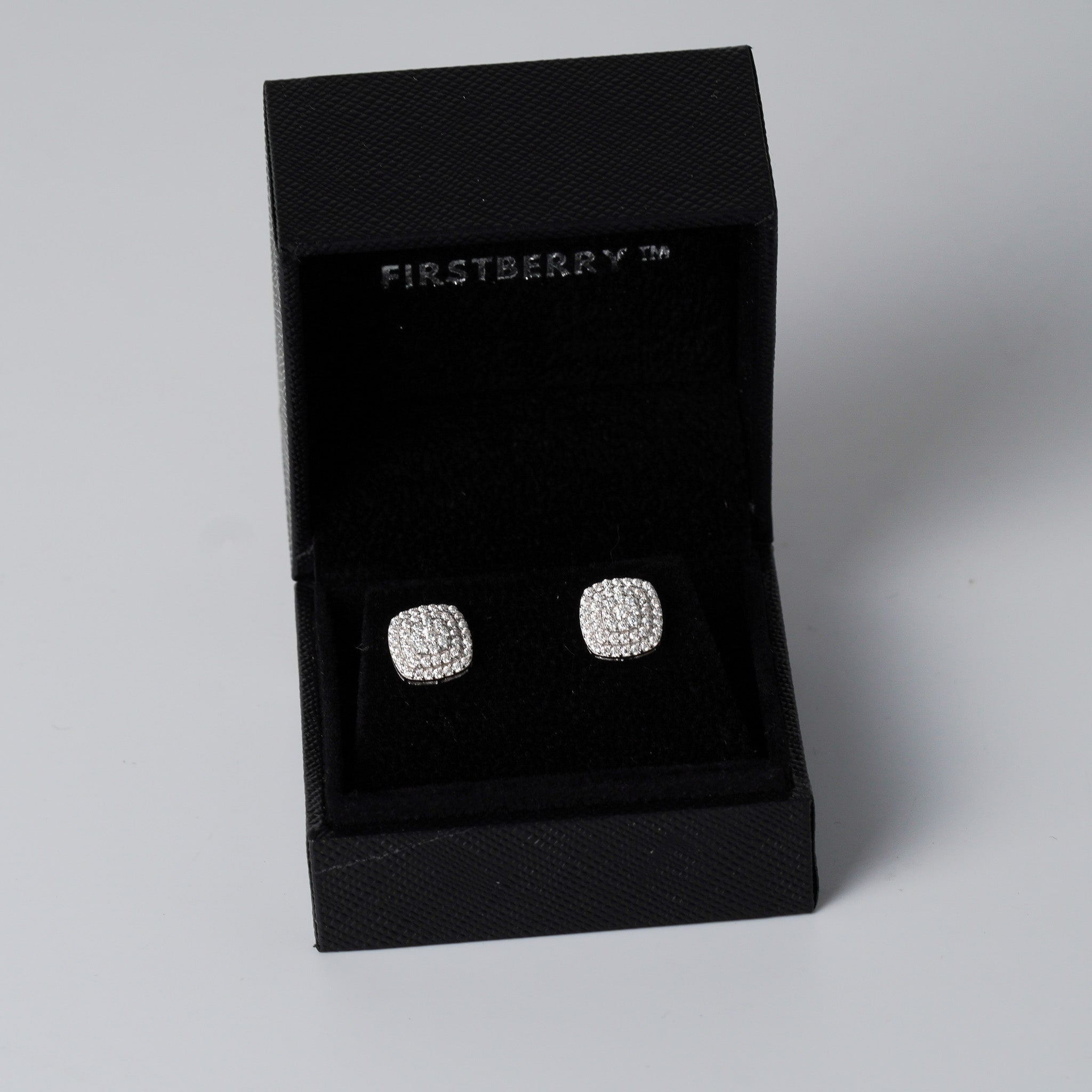 Moissanite Square Earrings-Screw Back