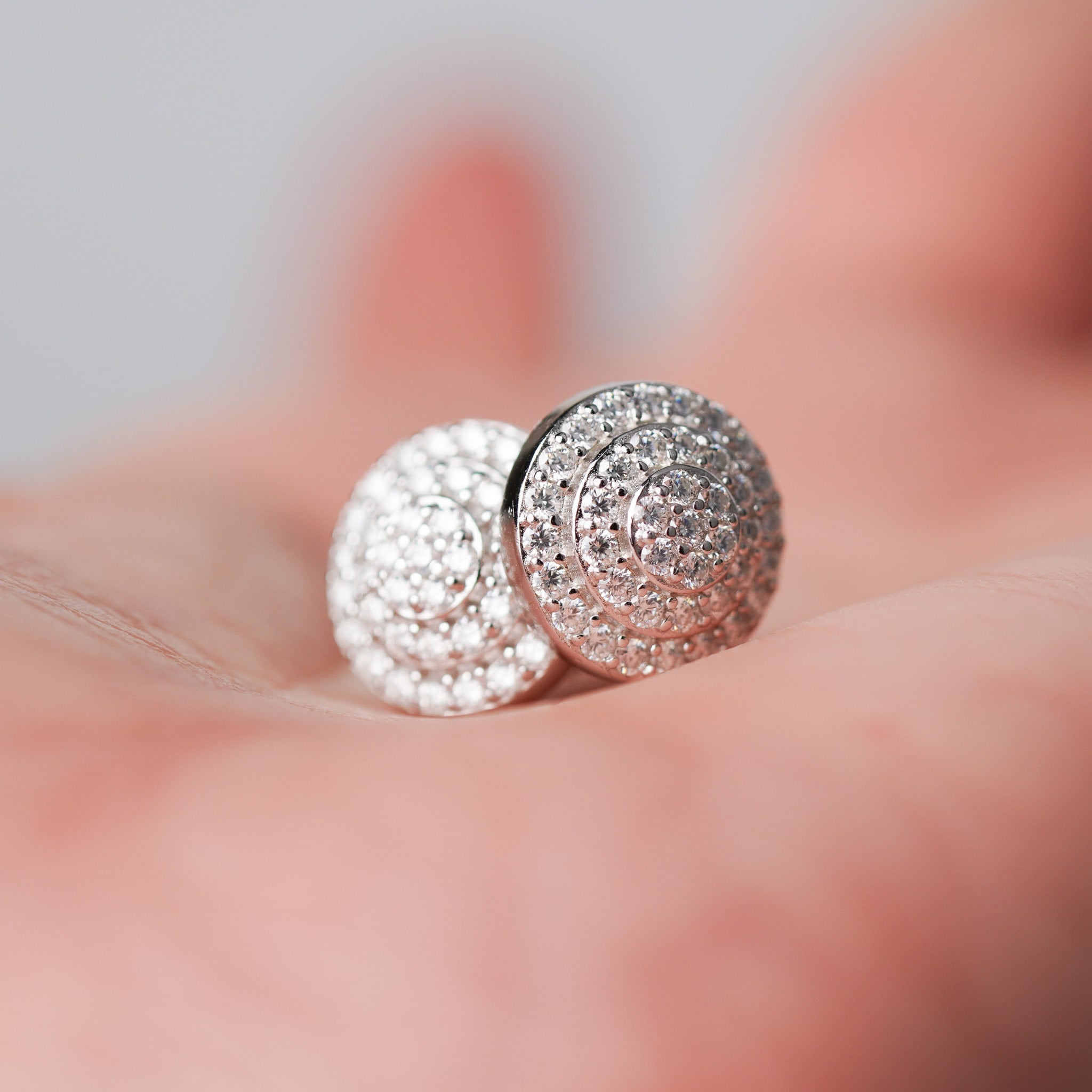 Moissanite Round Layers Earrings-Screw Back