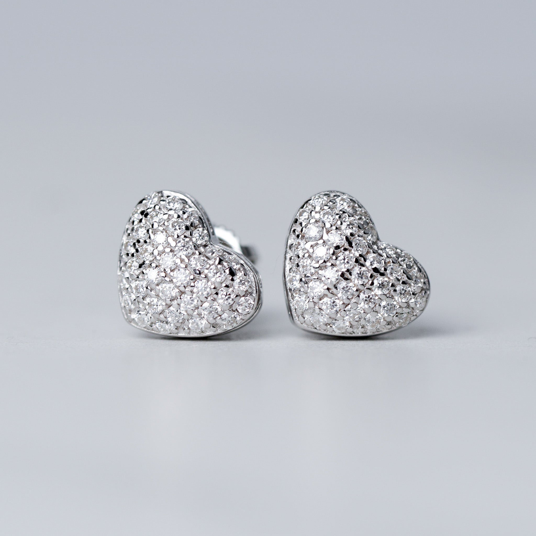 Heart Pave Moissanite Earrings-Screw Back
