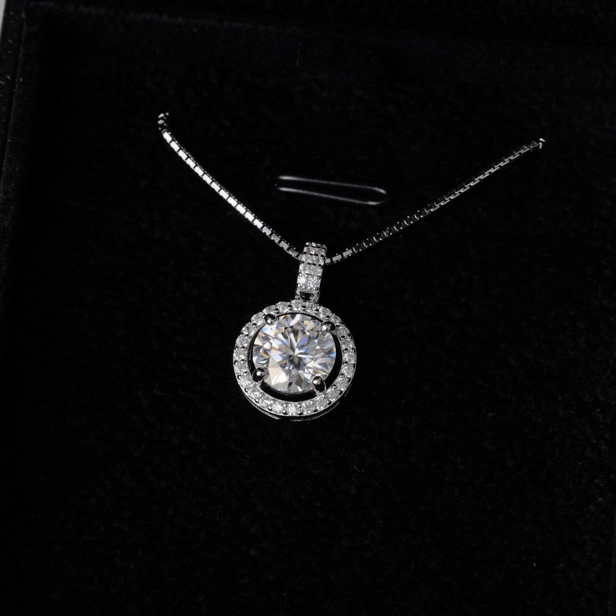 Round Halo Pendant Necklace