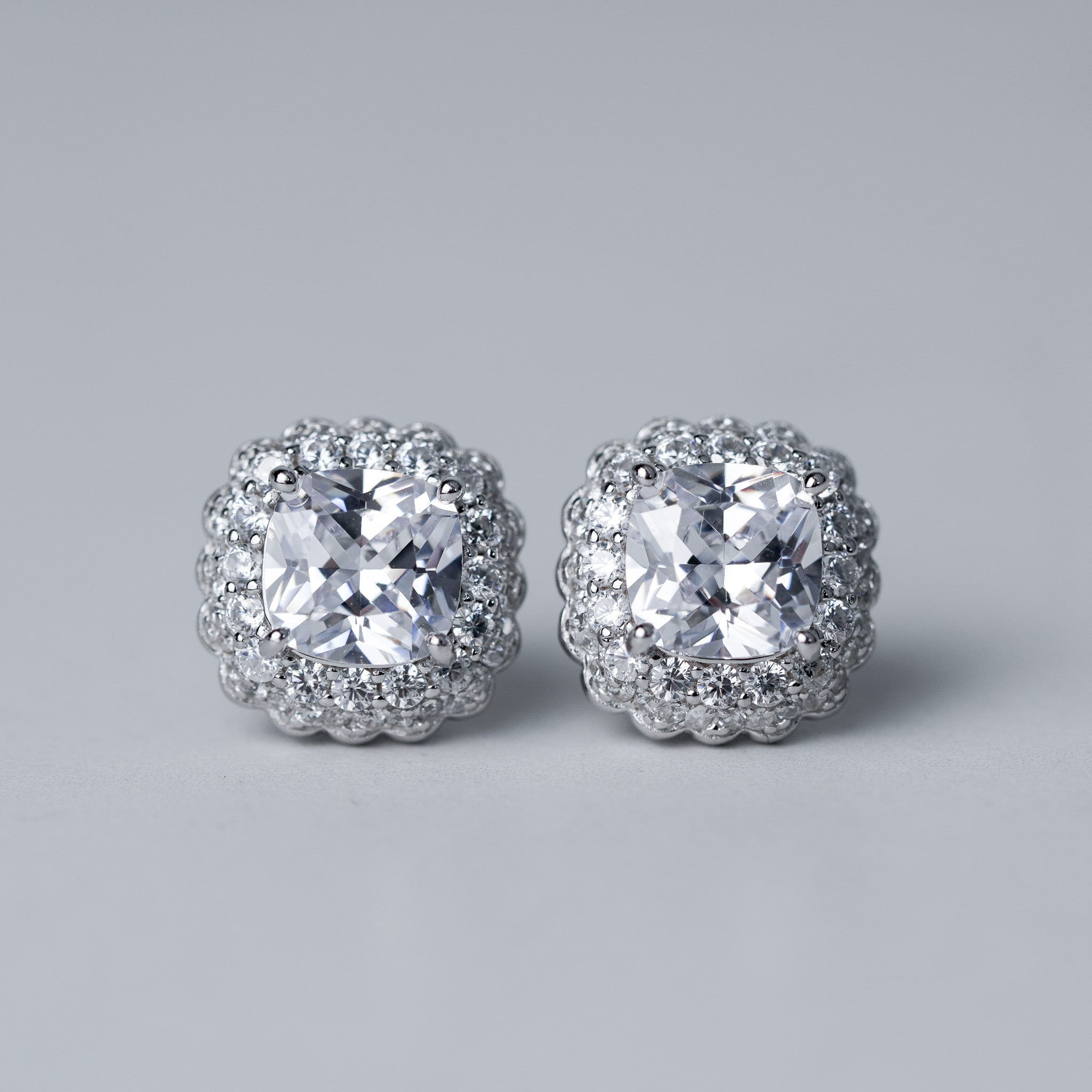 Double Halo Earrings, Screwed-Back