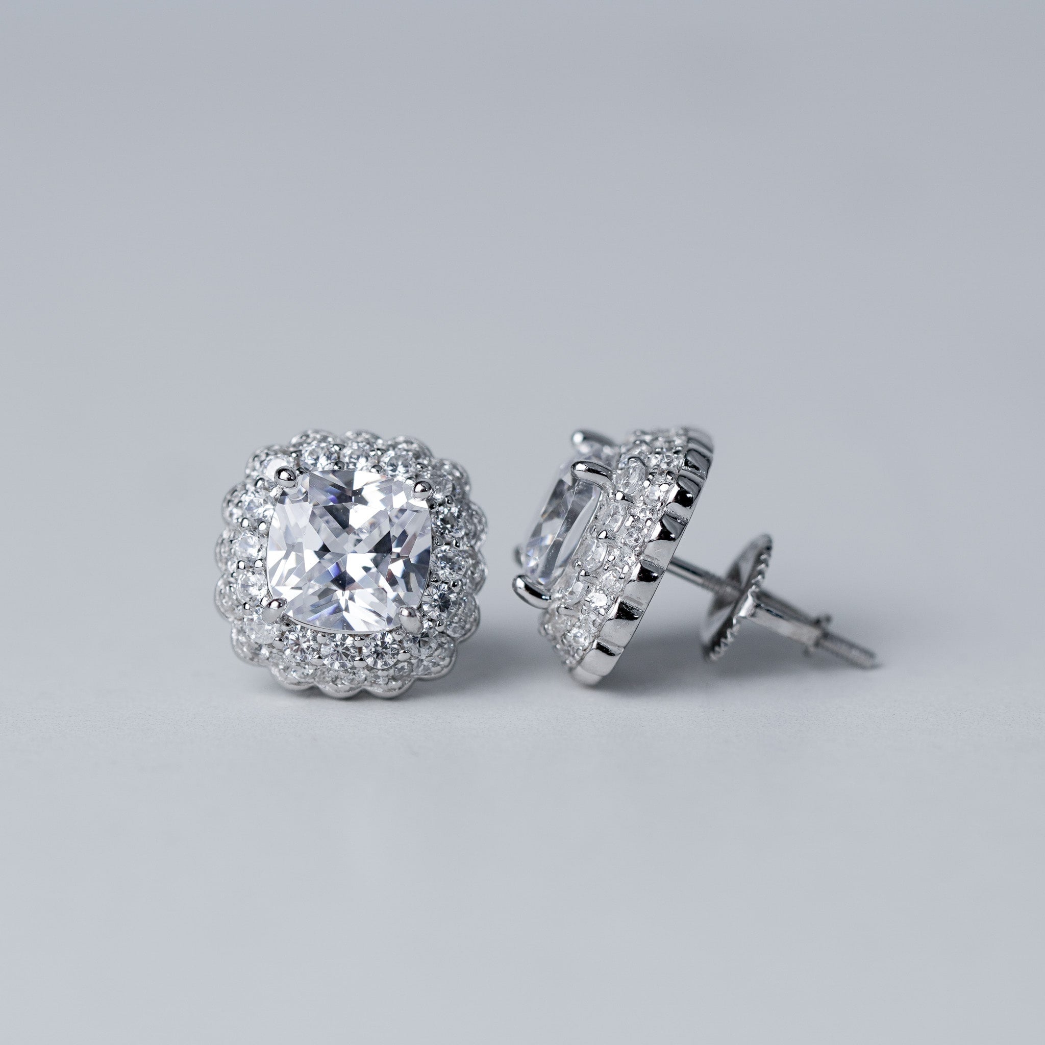 Double Halo Earrings, Screwed-Back