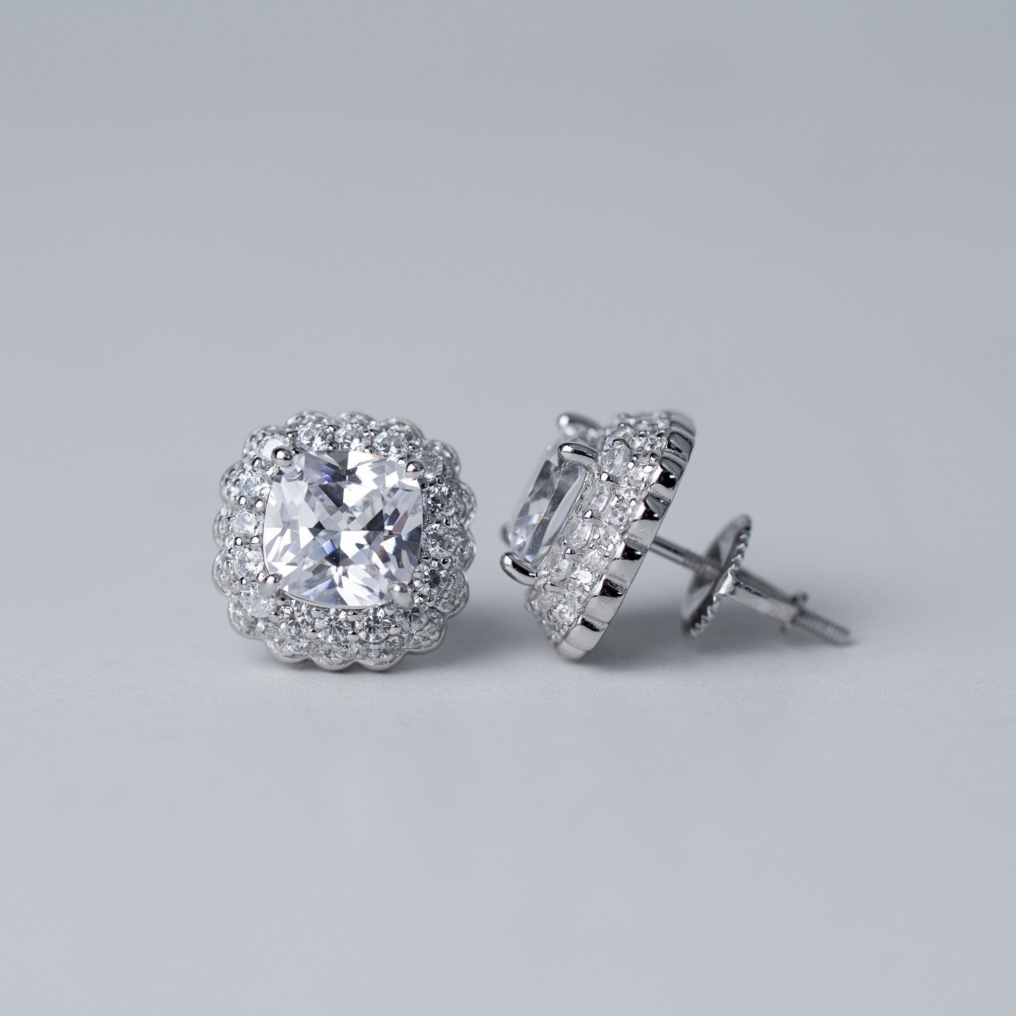 Double Halo Earrings, Screwed-Back