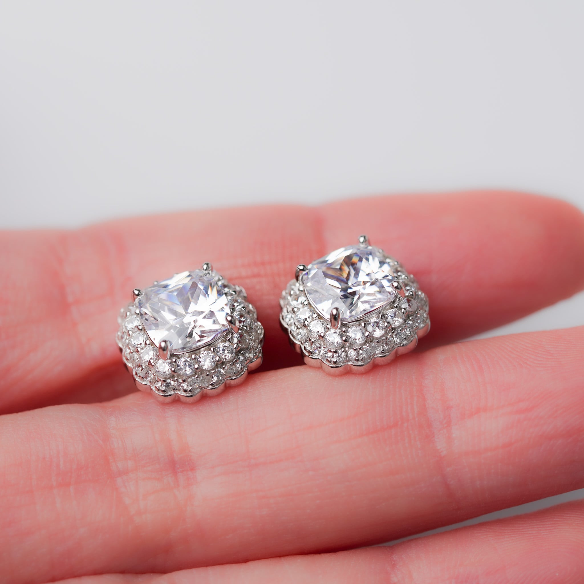 Double Halo Earrings, Screwed-Back