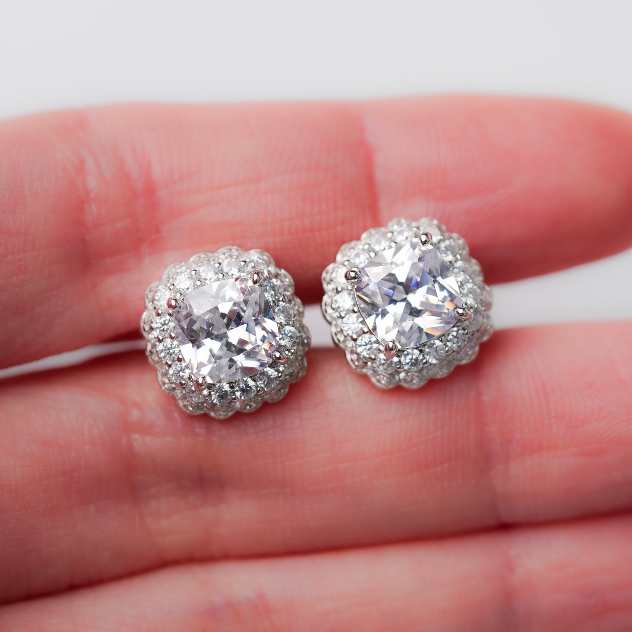 Double Halo Earrings, Screwed-Back