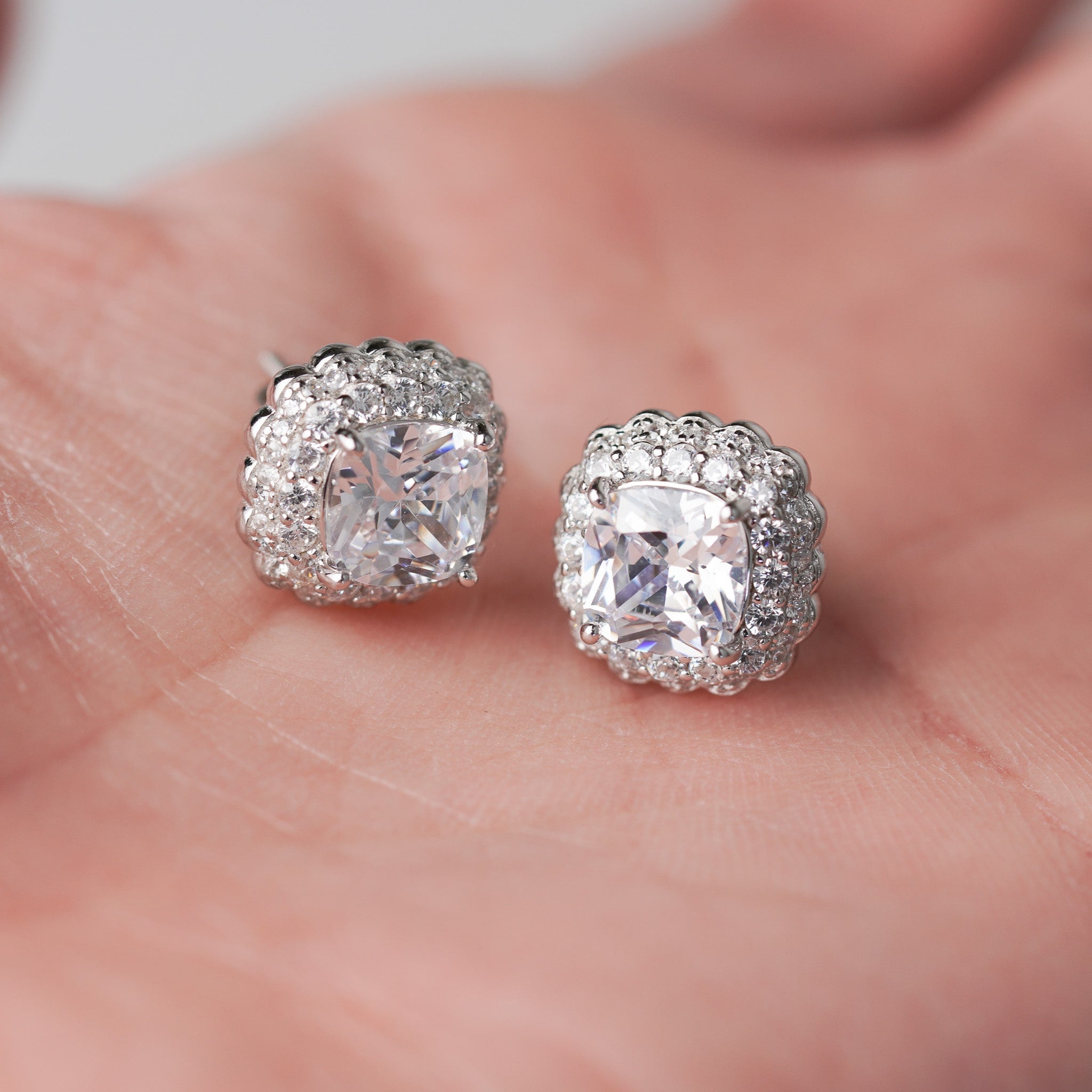 Double Halo Earrings, Screwed-Back