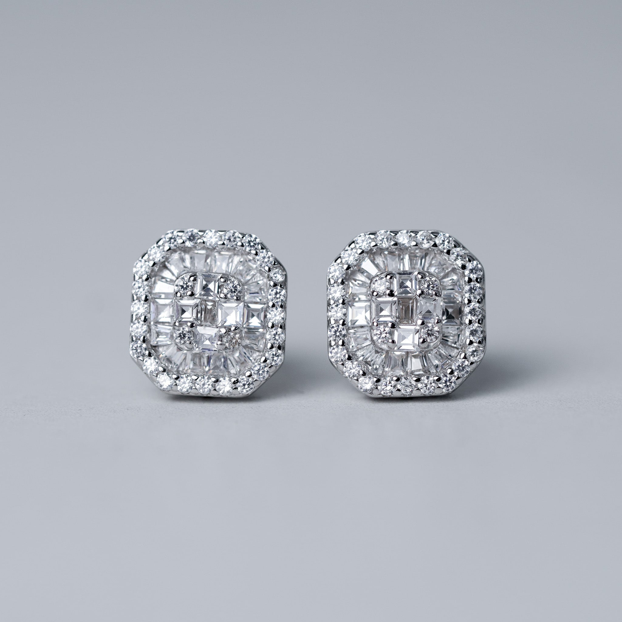 Octagon Earrings, Screwed-back